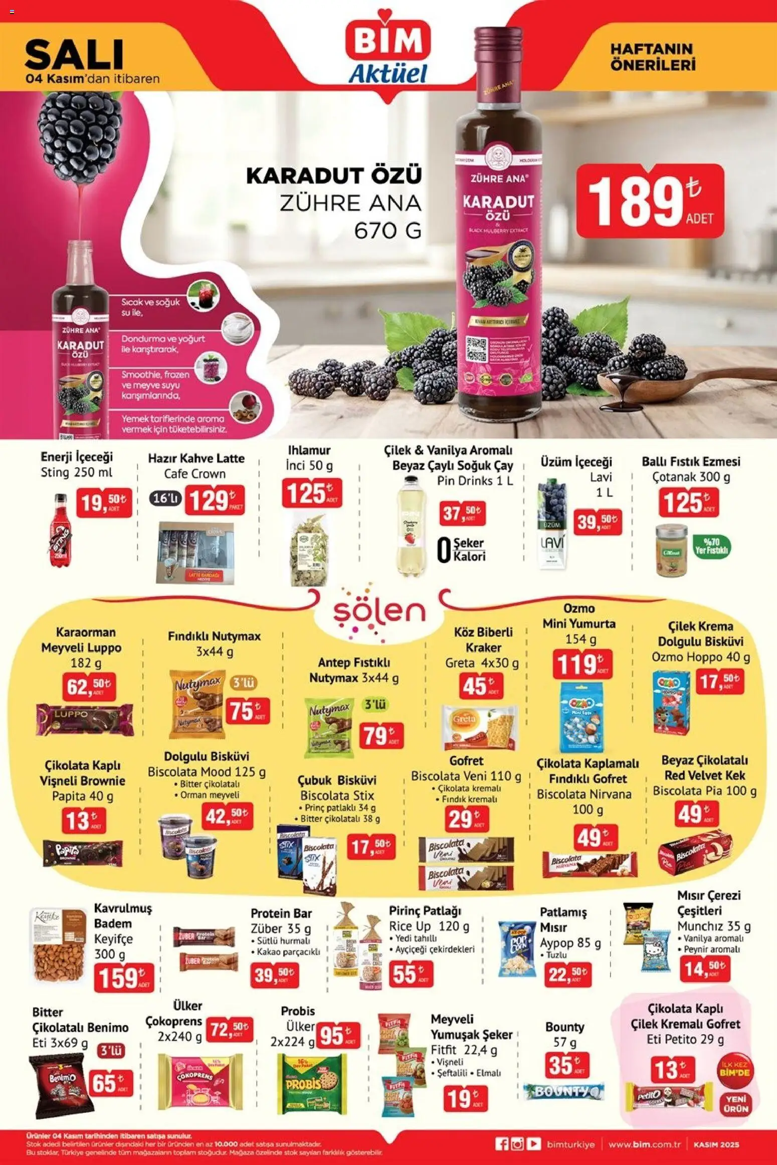 BİM Katalog Salı - 04.11.2025 tarihinden itibaren geçerlidir | Sayfa: 1 | Ürünler: Dondurma, Meyve, Mısır, Soğuk çay