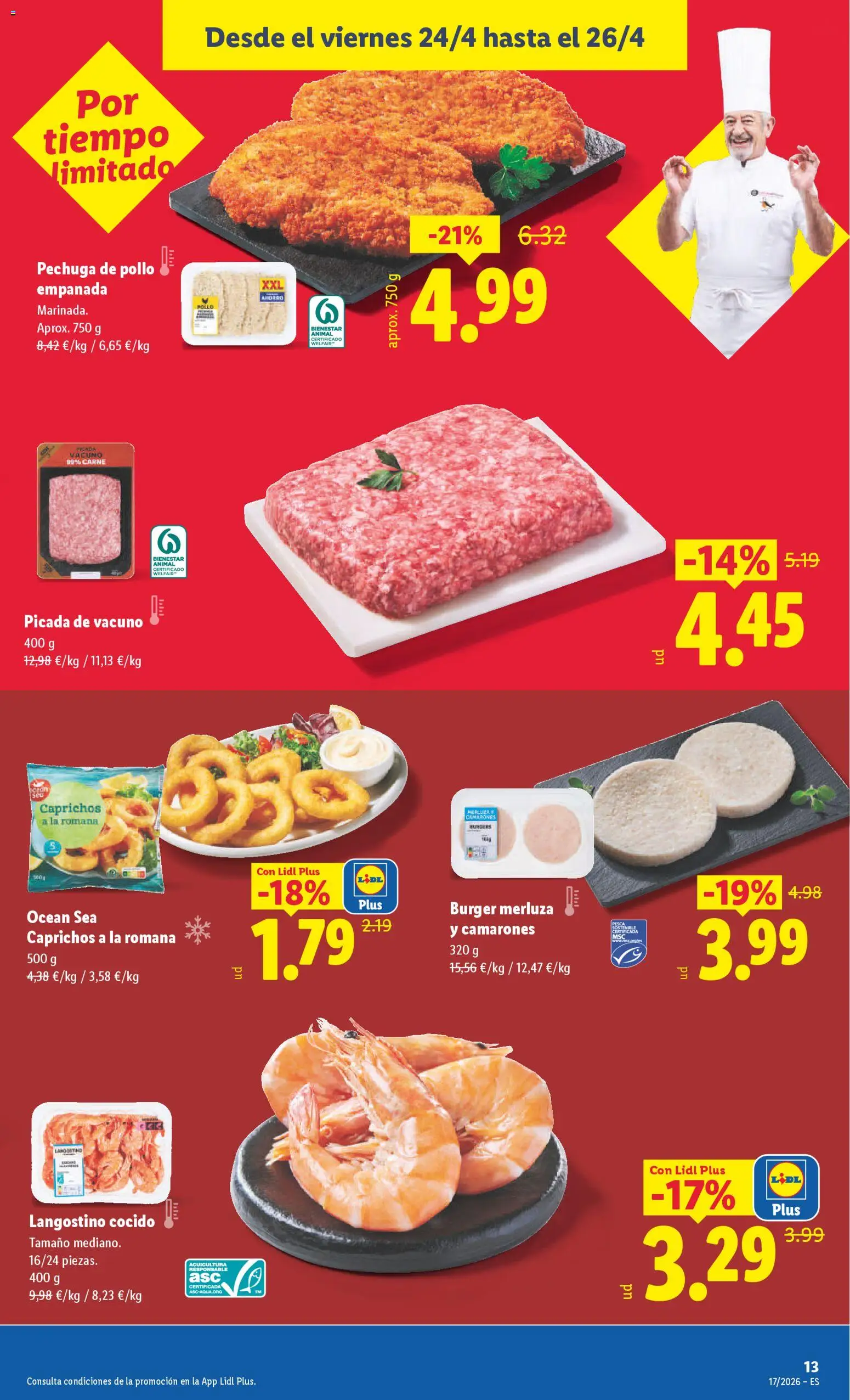 Lidl folleto │ válido desde el 20.04.2026 | Página: 25 | Productos: Pechuga de pollo empanada, Langostino