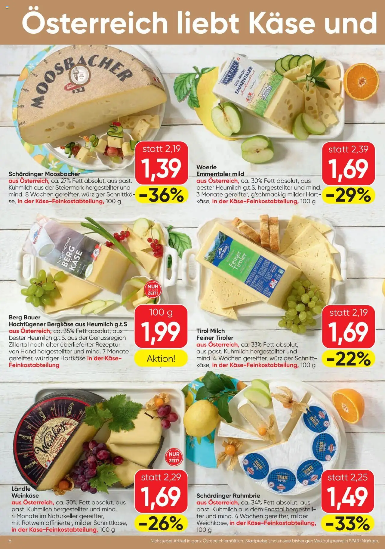 Spar Flugblatt gültig ab 31.07.2025 | Seite: 6 | Produkte: Milch, Käse
