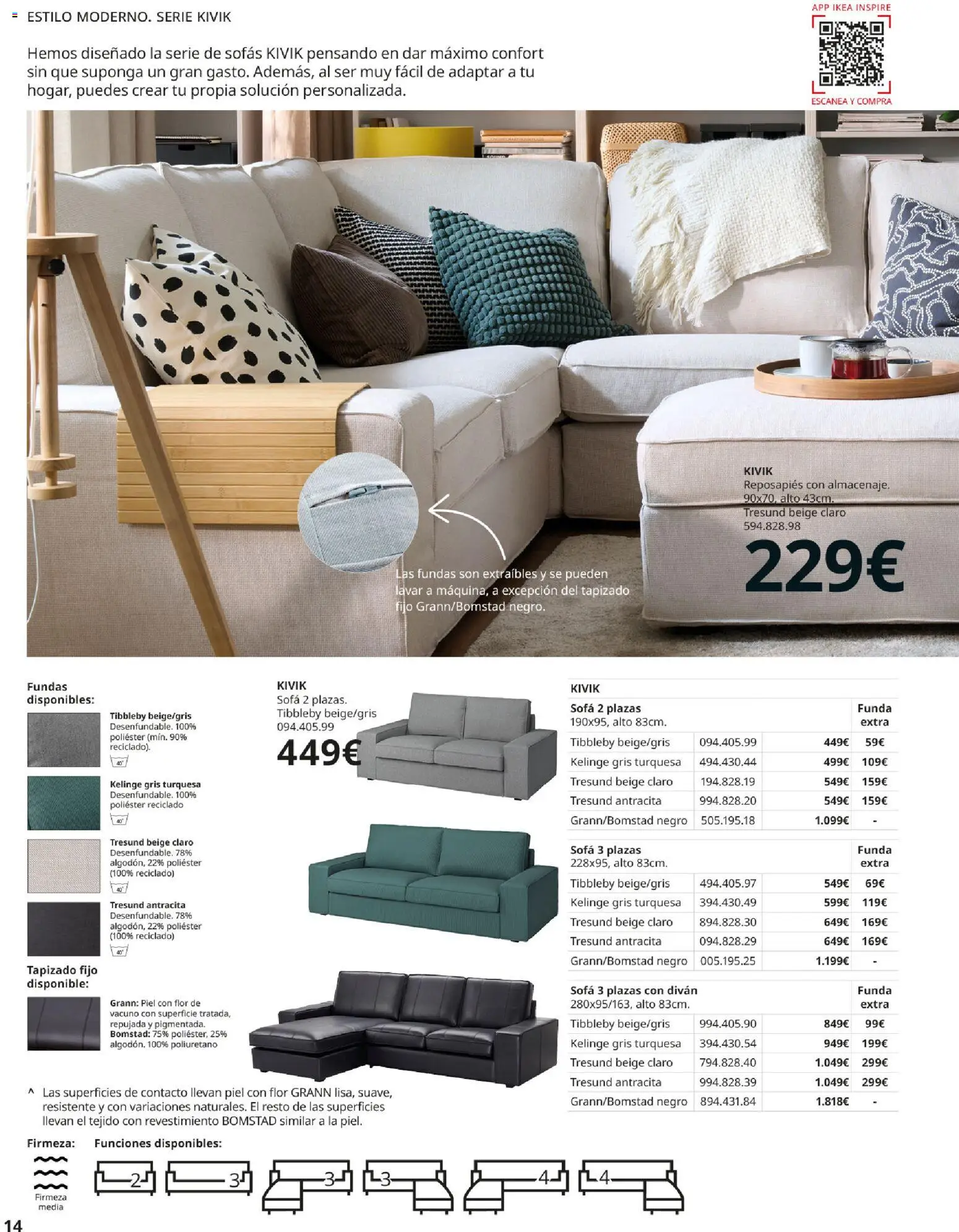 Catálogo IKEA Sofás │ válido desde el 02.12.2025 | Página: 14 | Productos: Reposapiés, Funda, Sofá