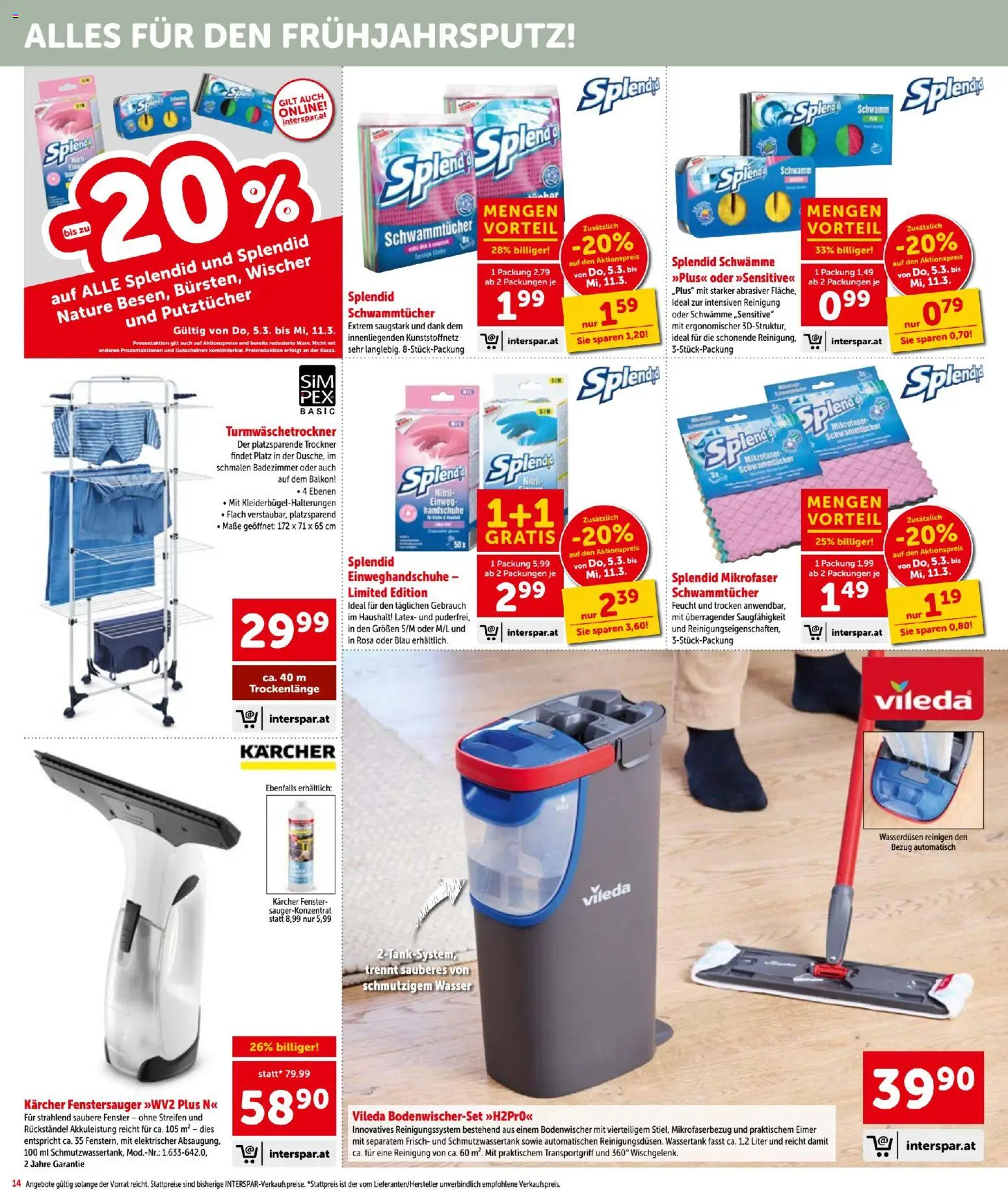 Interspar - Flugblatt gültig ab 05.03.2026 | Seite: 14 | Produkte: Wasser, Handschuhe, Trockner
