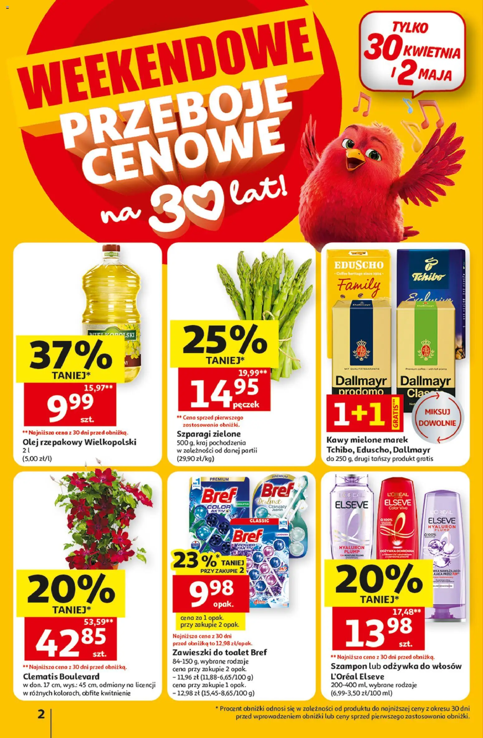 Auchan gazetka - 30 Lat Hipermarket od 29.04.2026 | Strona: 2 | Produkty: Olej, Szampon, Odżywka, Odżywka do włosów