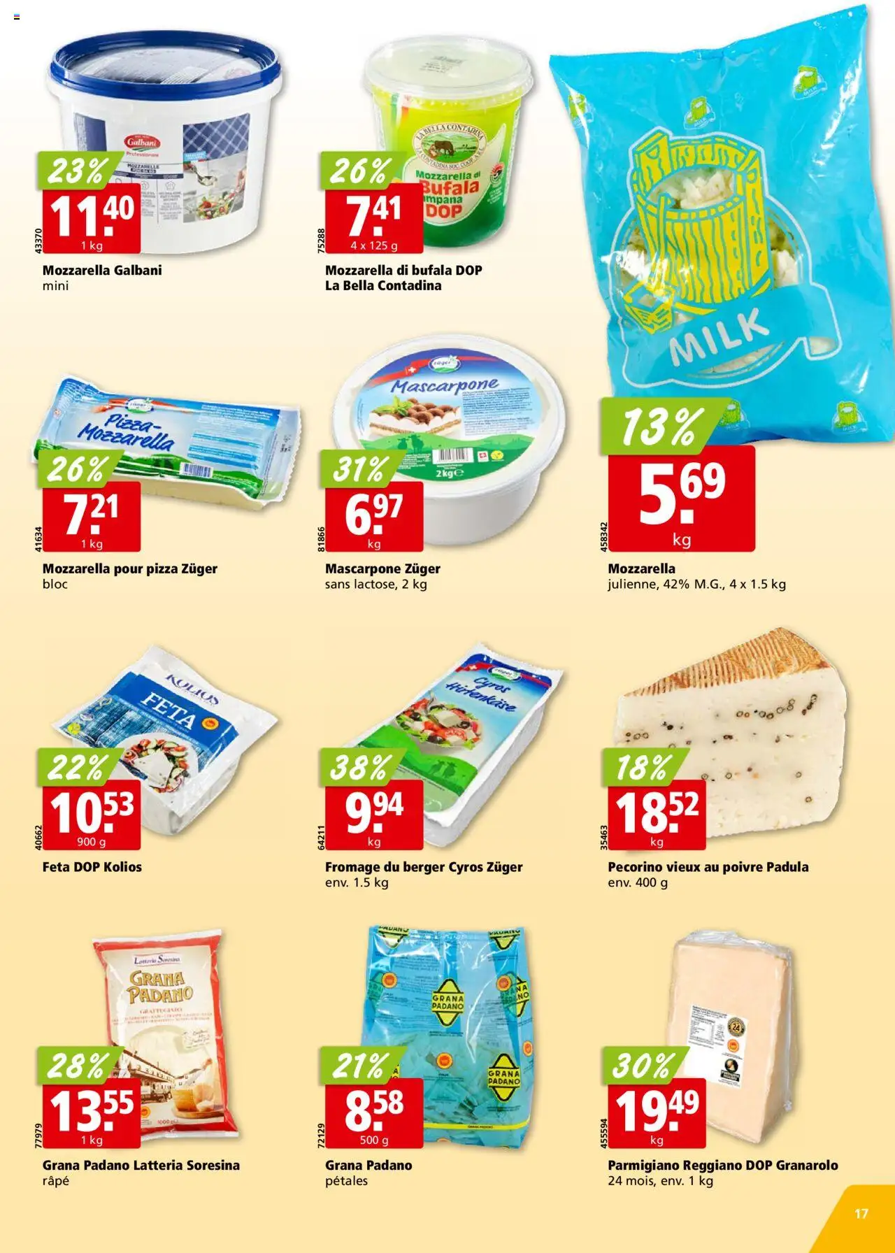 Aligro Aktionen Chavannes, Matran, Genève, Sion – gültig ab 15.09.2025 | Seite: 17 | Produkte: Feta, Mascarpone, Pizza