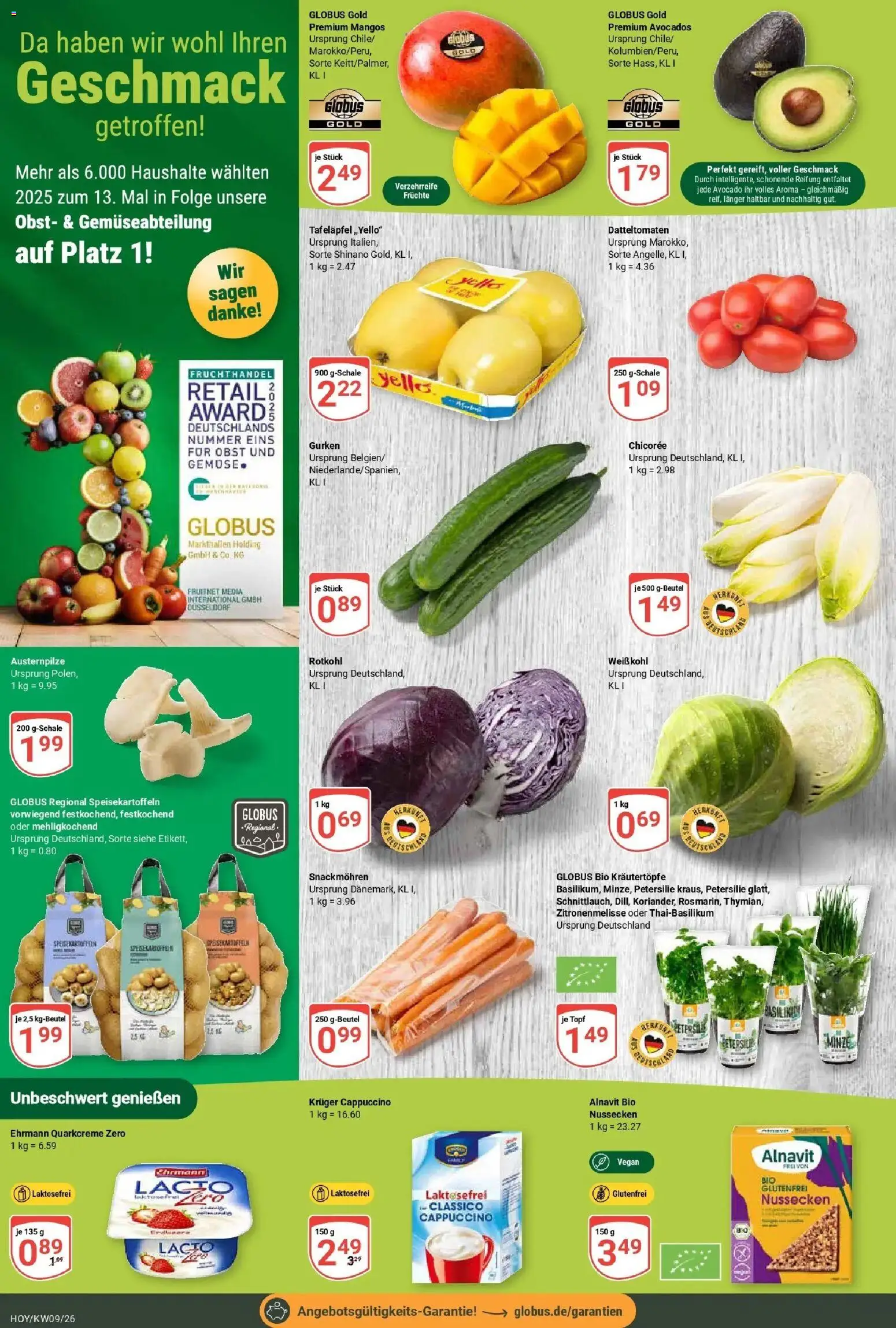 Globus Prospekt Hoyerswerda – gültig ab 23.02.2026 | Seite: 4 | Produkte: Avocado, Gemüse, Obst, Kruger cappuccino