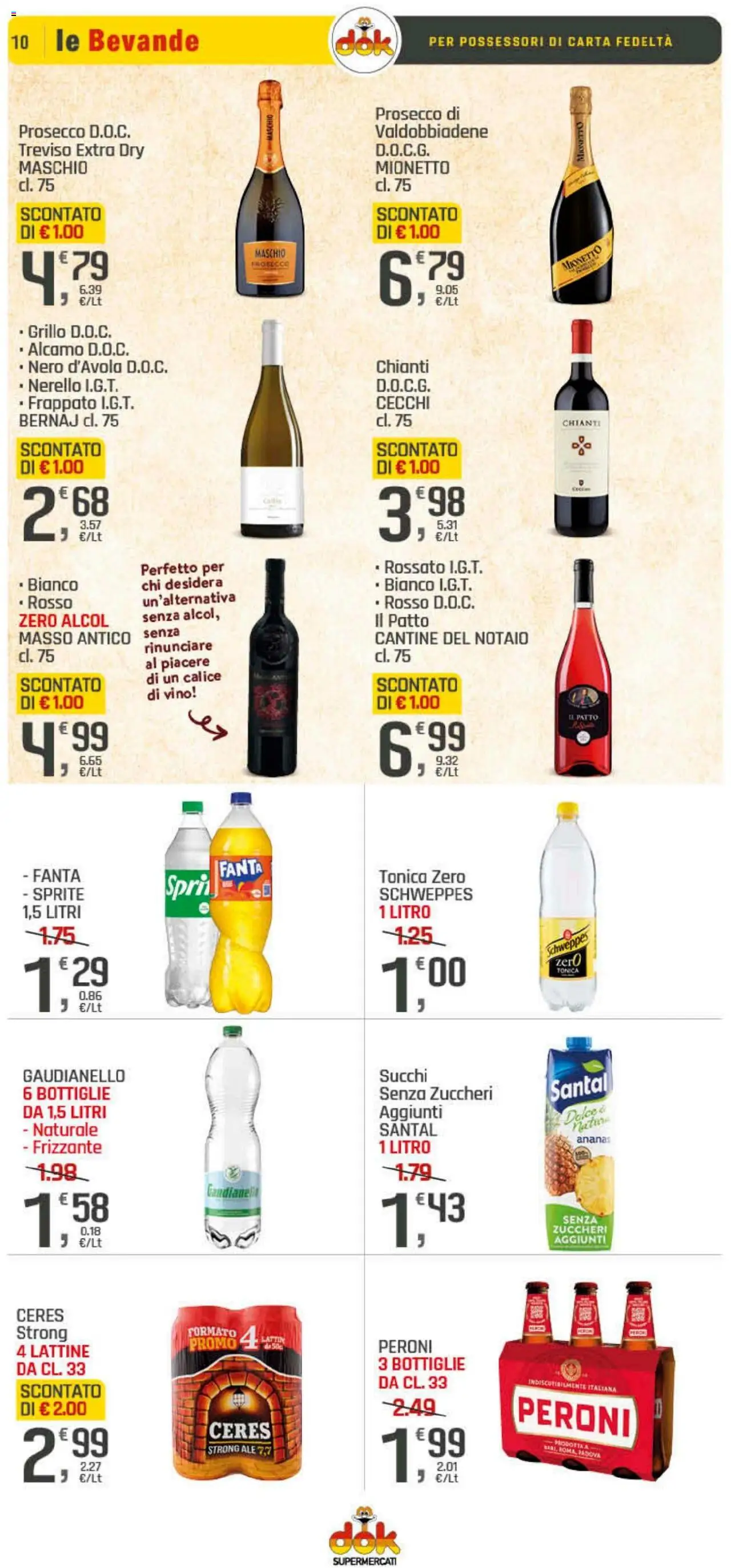 Volantino DOK del 25.09.2025 | Pagina: 10 | Prodotti: Prosecco, Vino, Ceres, Fanta
