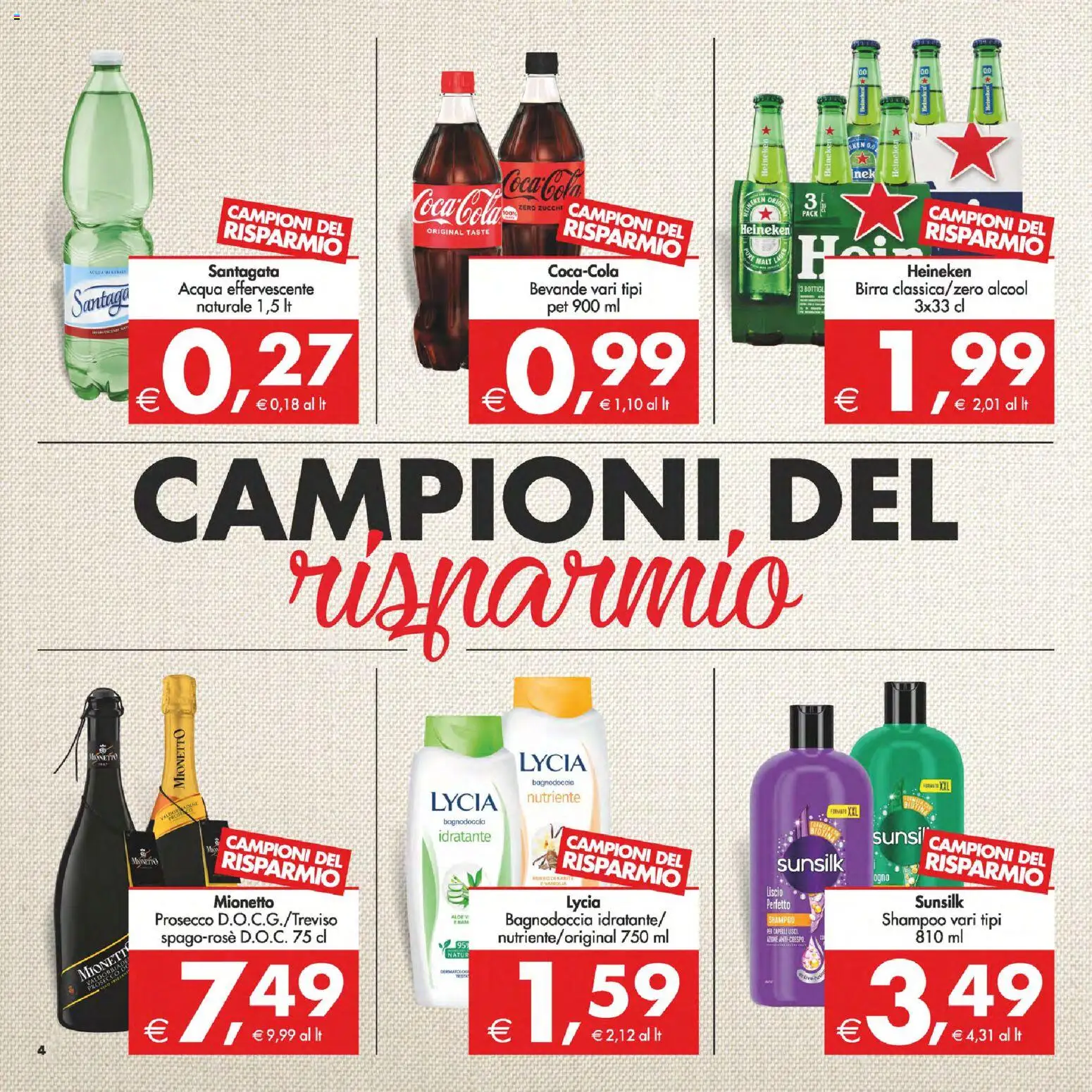 Volantino Decò del 24.10.2025 | Pagina: 4 | Prodotti: Birra, Prosecco, Heineken, Coca Cola