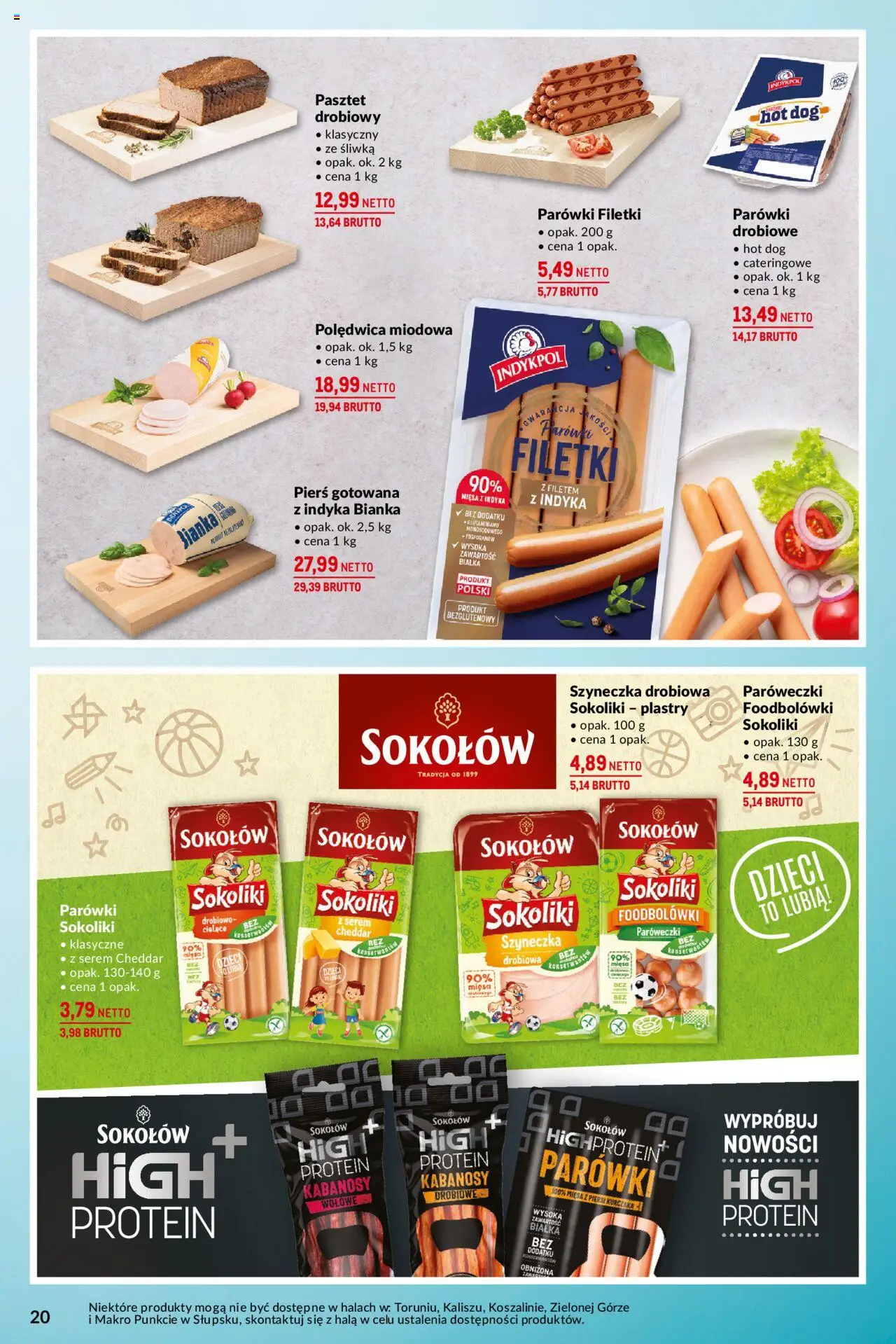 Makro Gazetka - Na uroczyste okazje od 13.05.2025 | Strona: 20 | Produkty: Kabanosy drobiowe, Parówki sokoliki, Parówki, Szynka