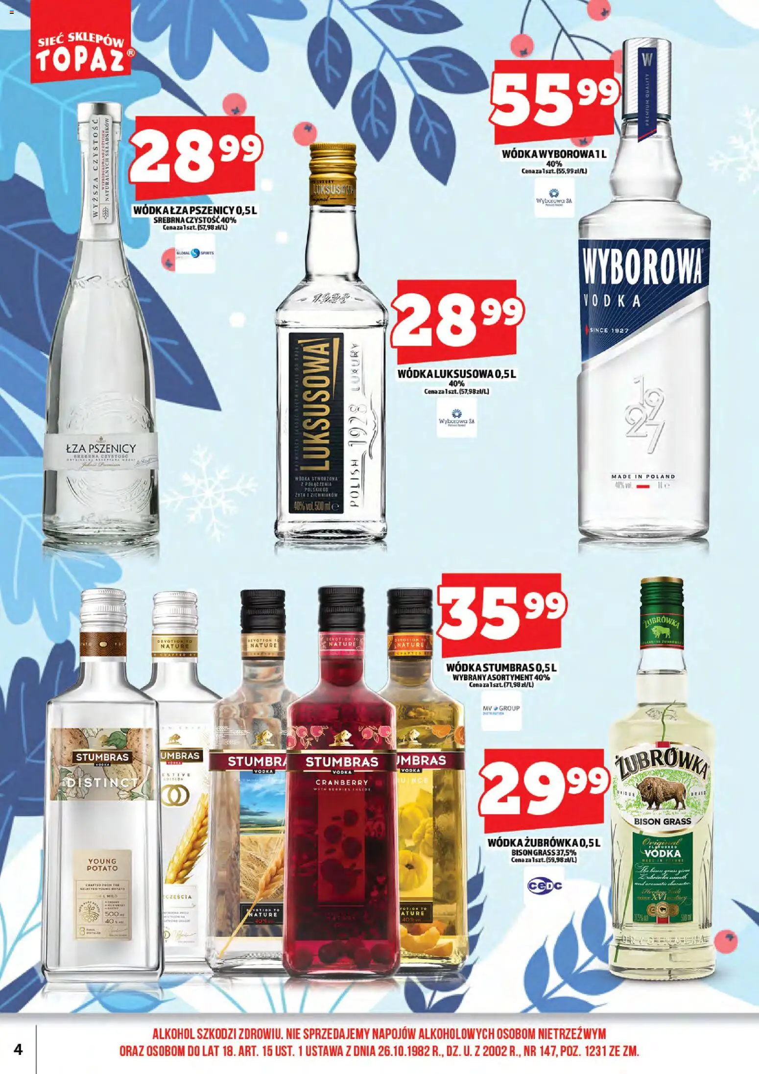 Topaz Gazetka alkoholowa od 16.01.2026 | Strona: 6 | Produkty: Żubrówka, Vodka, Alkohol, Wódka
