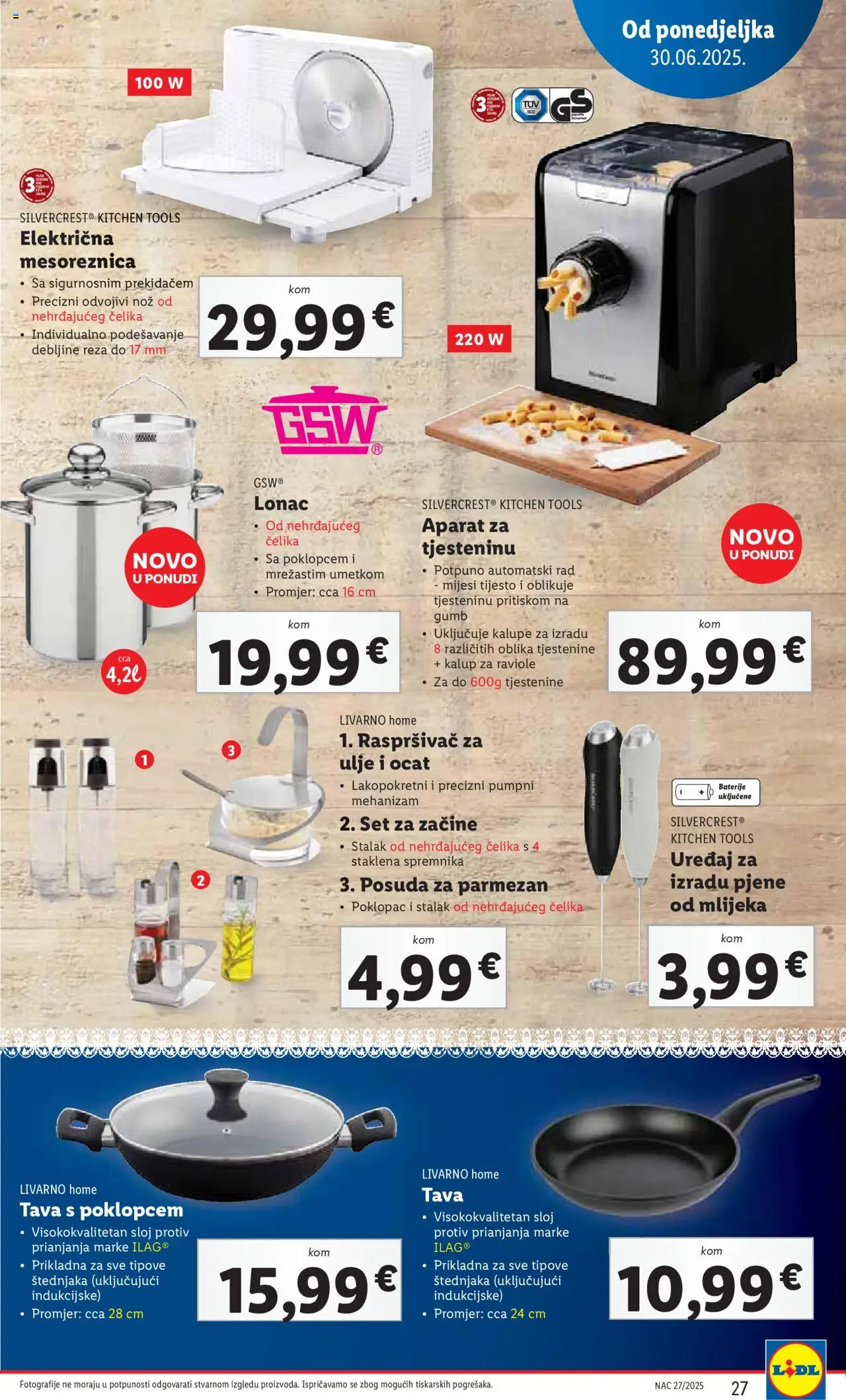 Lidl katalog | vrijedi od 30.06.2025 | Stranica: 27 | Proizvodi: Ulje, Nož, Pan, Tava