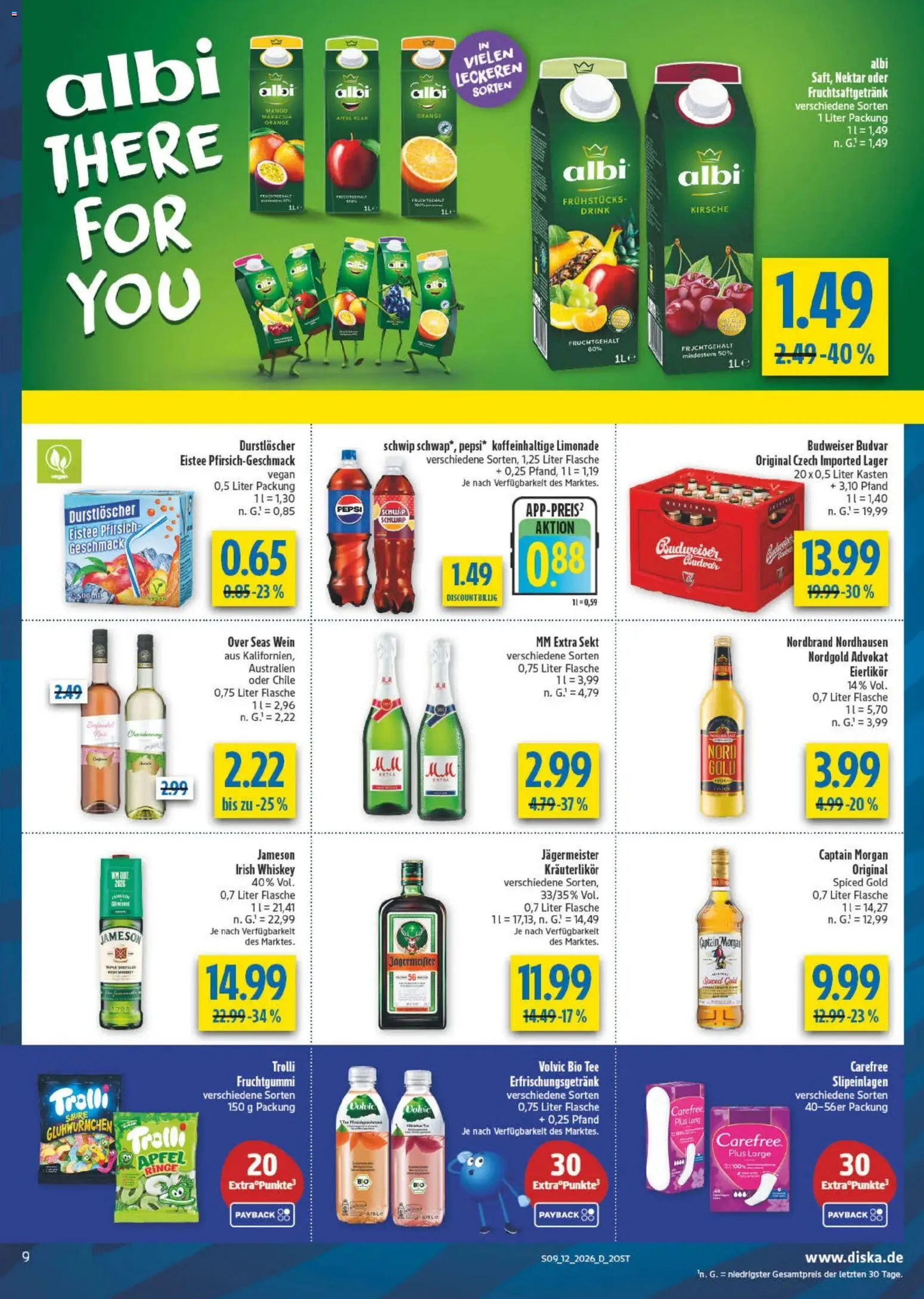 Diska Prospekt 	 – gültig ab 16.03.2026 | Seite: 9 | Produkte: Limonade, Jameson, Pfirsich, Pepsi