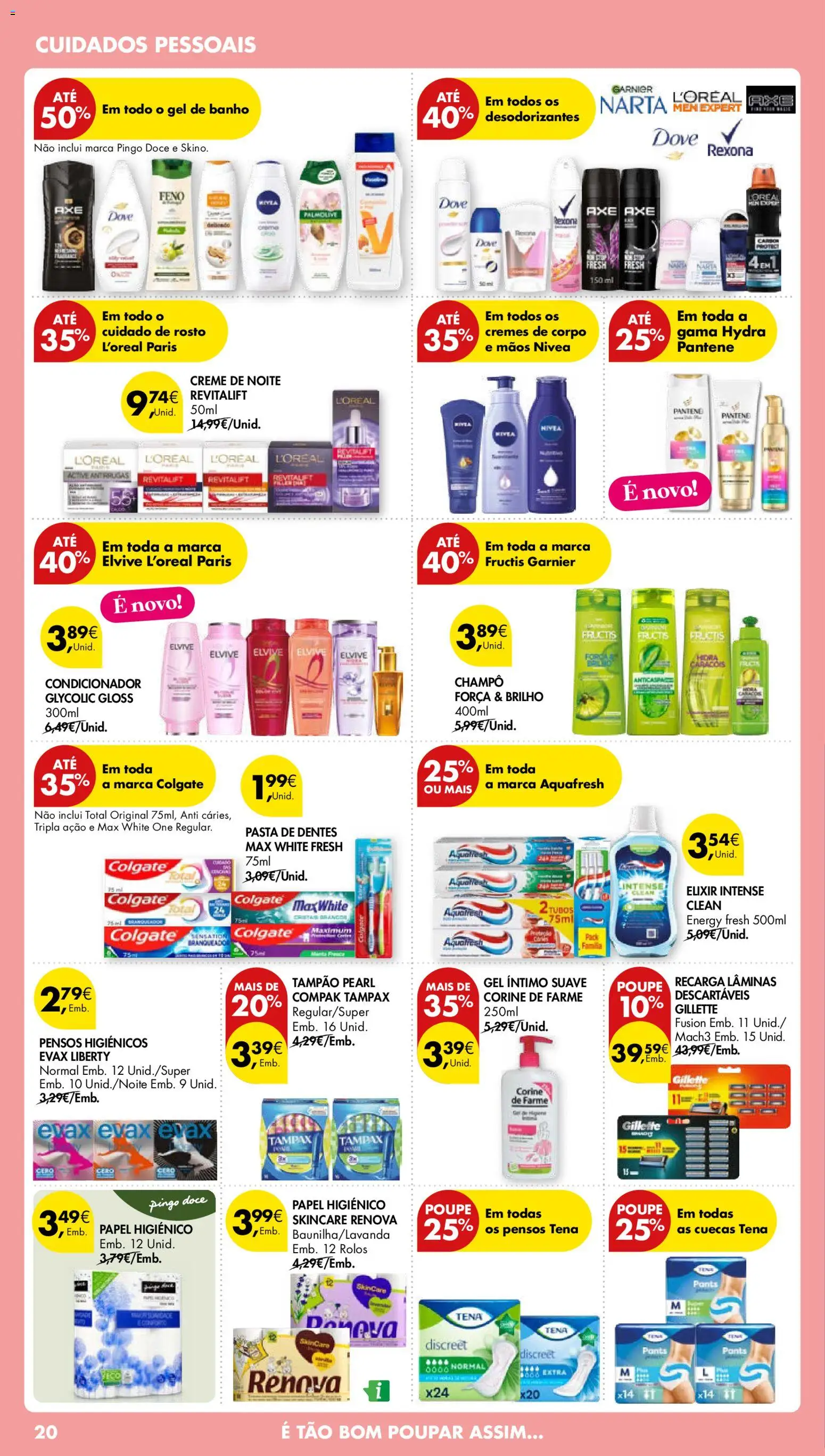 Pingo Doce folheto │ válido de 03.01.2026 | Página: 20 | Produtos: Gloss, Papel higiénico, Condicionador, Banho