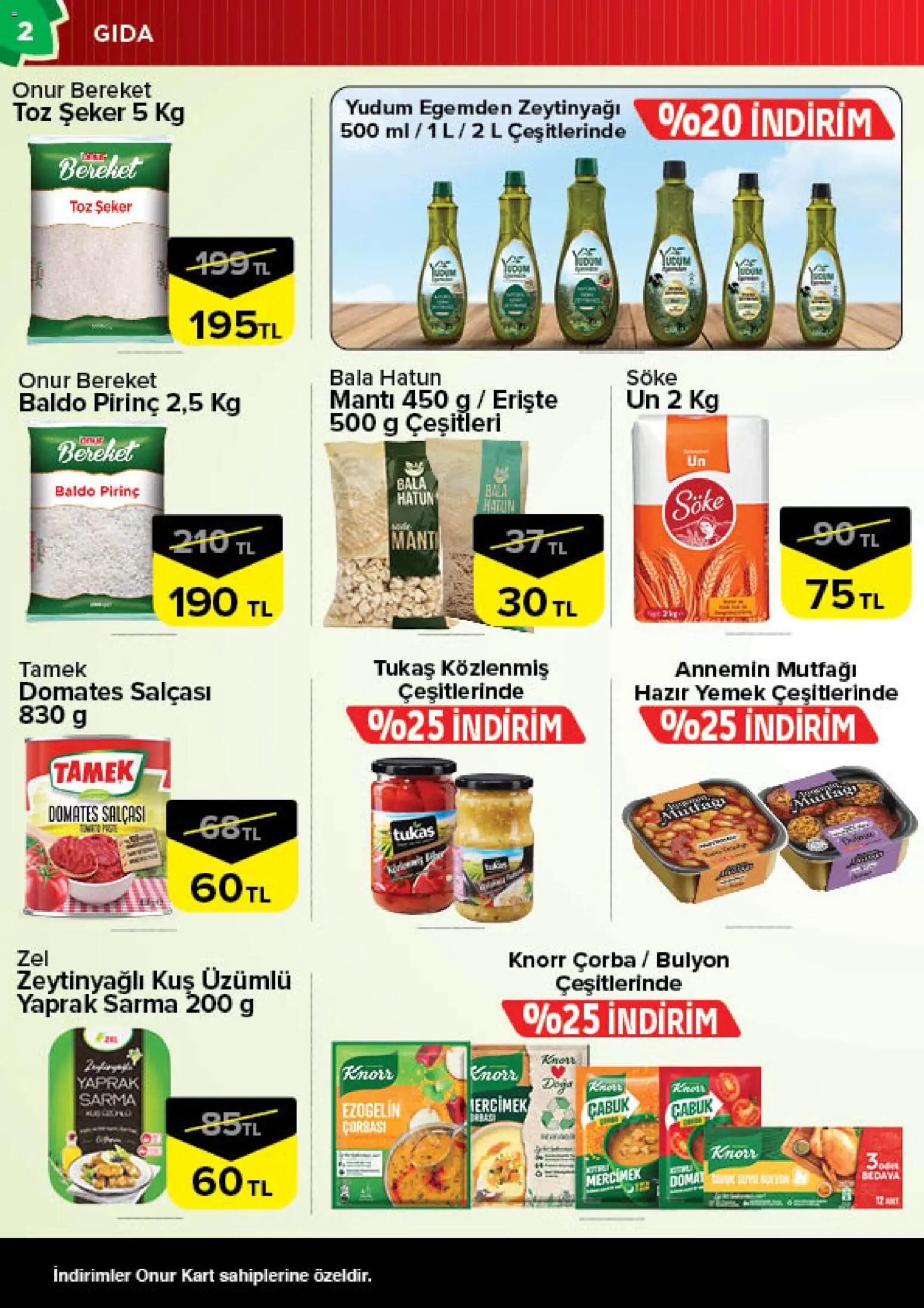 Onur Market Katalog - Bursa - 16.04.2026 tarihinden itibaren geçerlidir | Sayfa: 2 | Ürünler: Domates, Pirinç, Şeker, Toz şeker