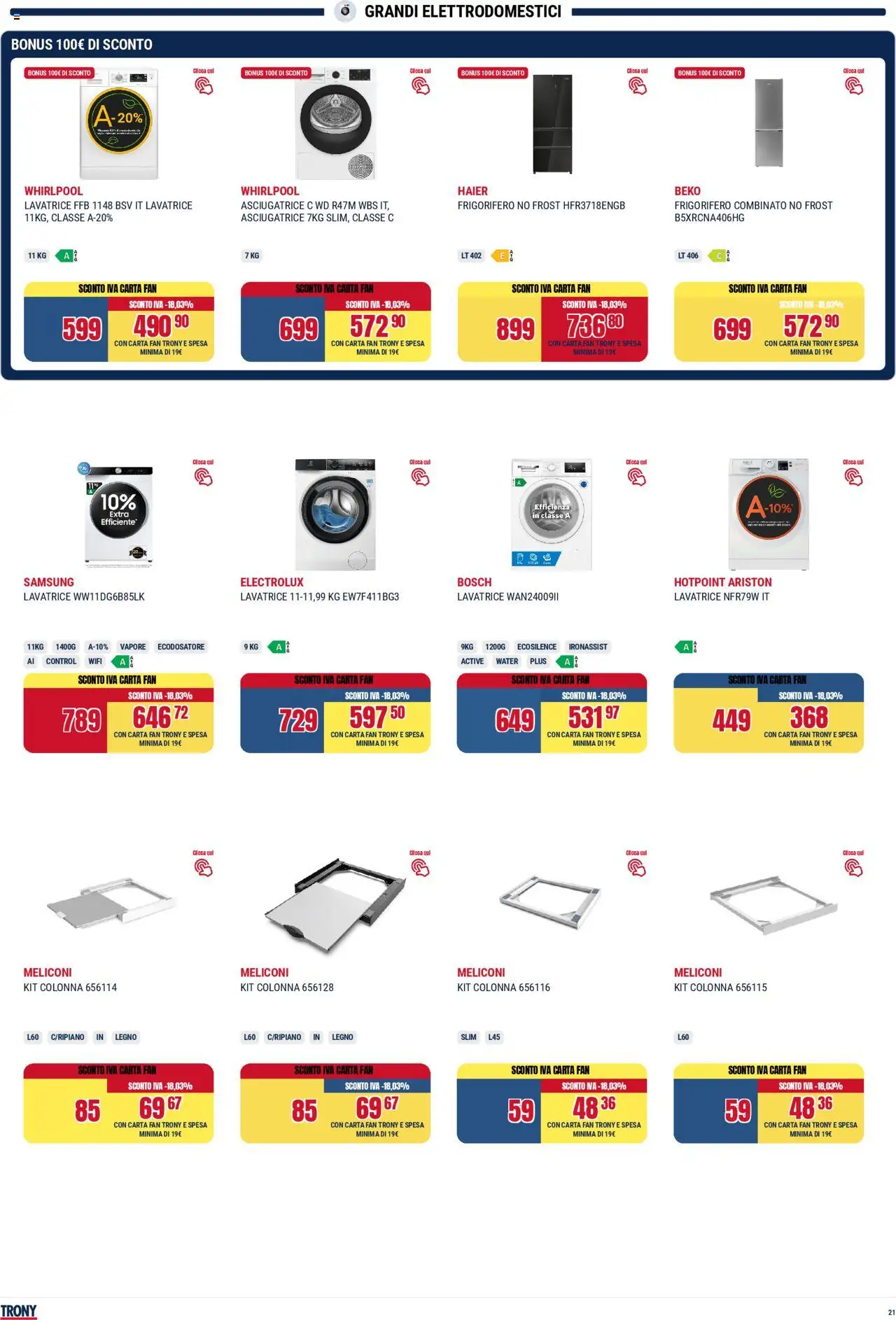 Volantino Trony del 02.10.2025 | Pagina: 21 | Prodotti: Asciugatrice, Fan, Frigorifero combinato, Samsung