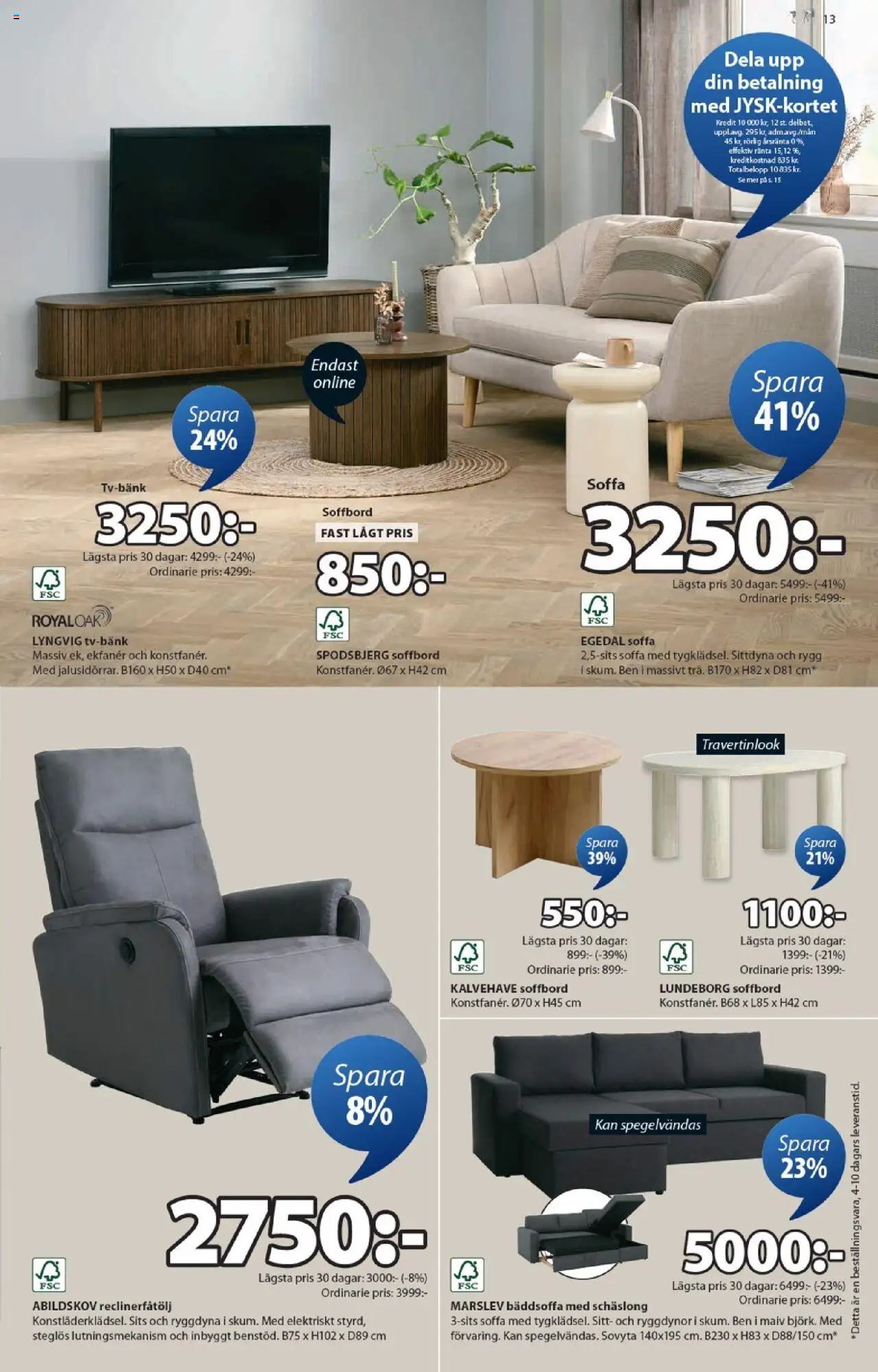 JYSK reklamblad aktuell från 08.09.2025 | Sida: 13 | Produkter: Soffa, Soffbord