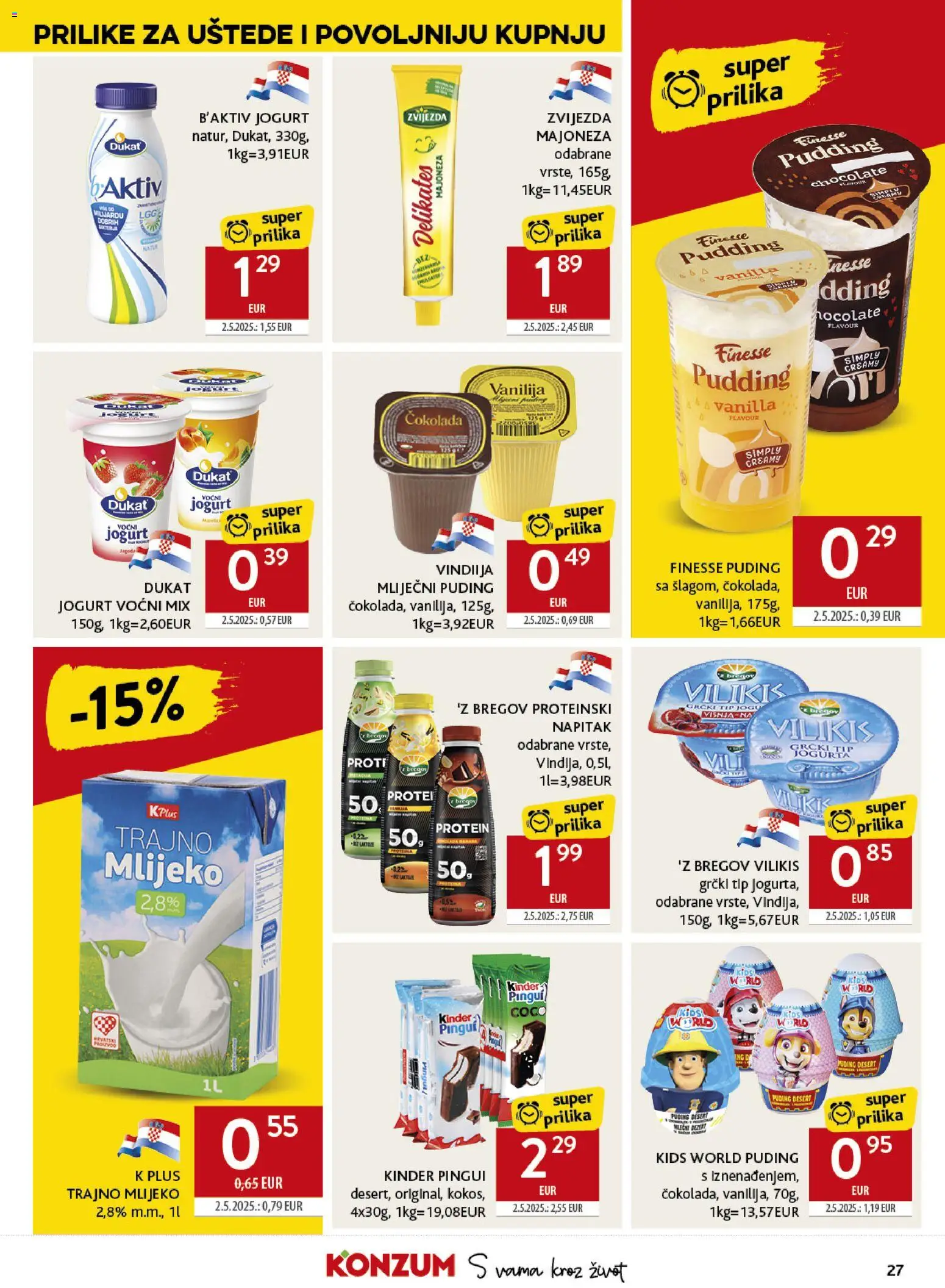 Konzum HR akciós ujság - amely érvényes a következő dátumtól: 18.02.2026 | Oldal: 27 | Termékek: Puding, Protein