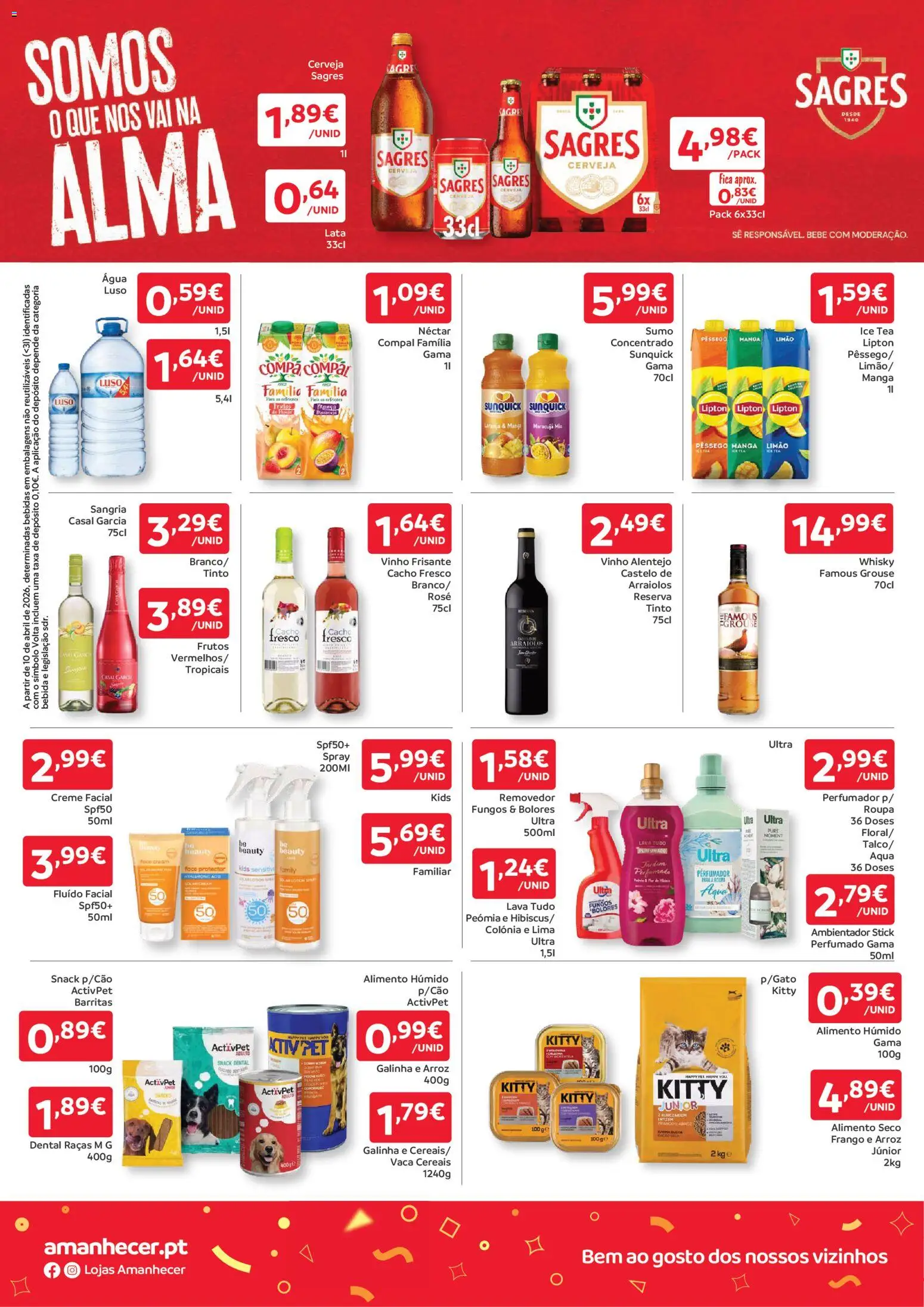 Amanhecer folheto │ válido de 16.04.2026 | Página: 4 | Produtos: Agua, Sumo, Creme, Bebida