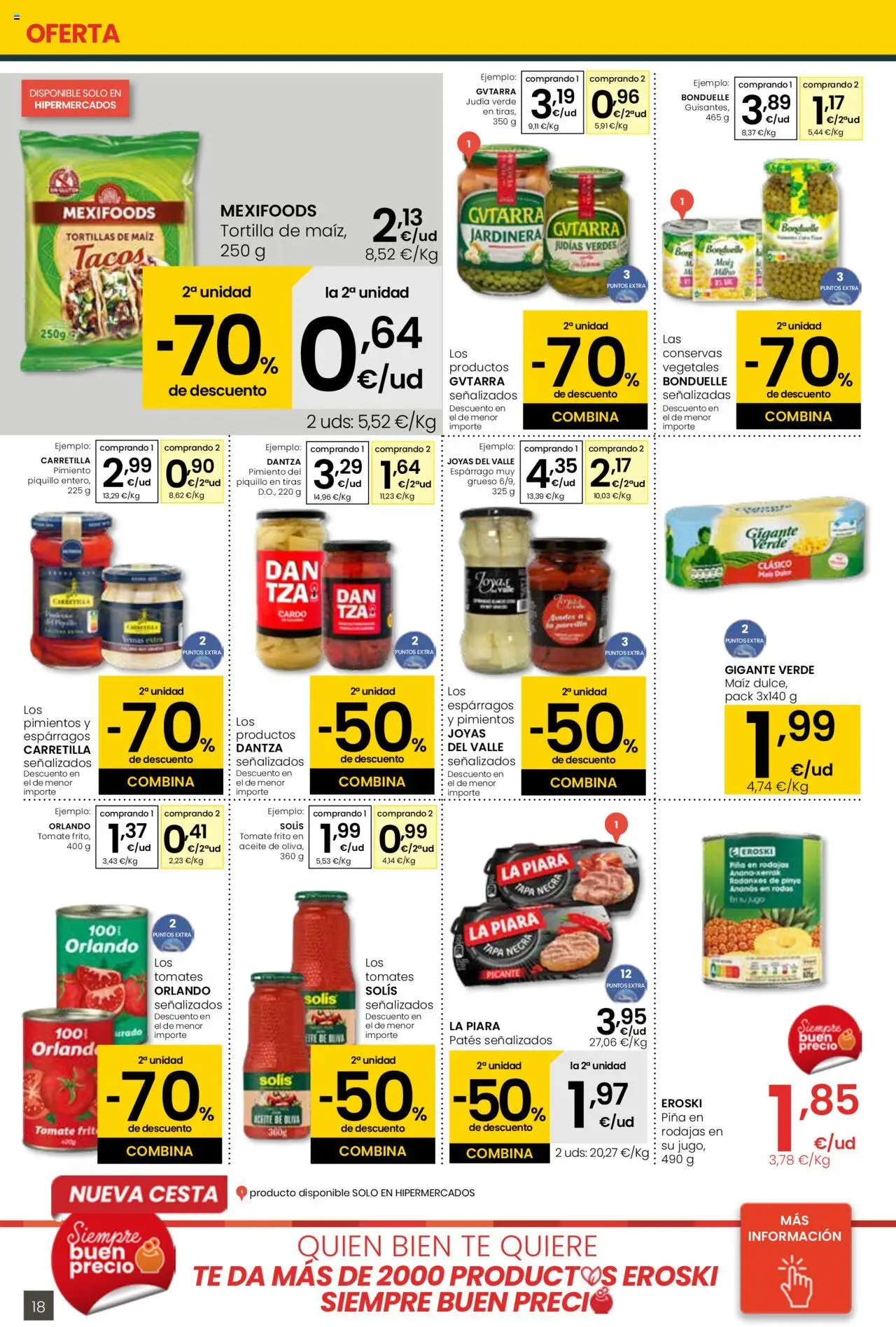 Eroski - Para conquistarte │ válido desde el 31.07.2025 | Página: 18 | Productos: Tomates, Piña, Κάδος απορρυμάτων, Tacos