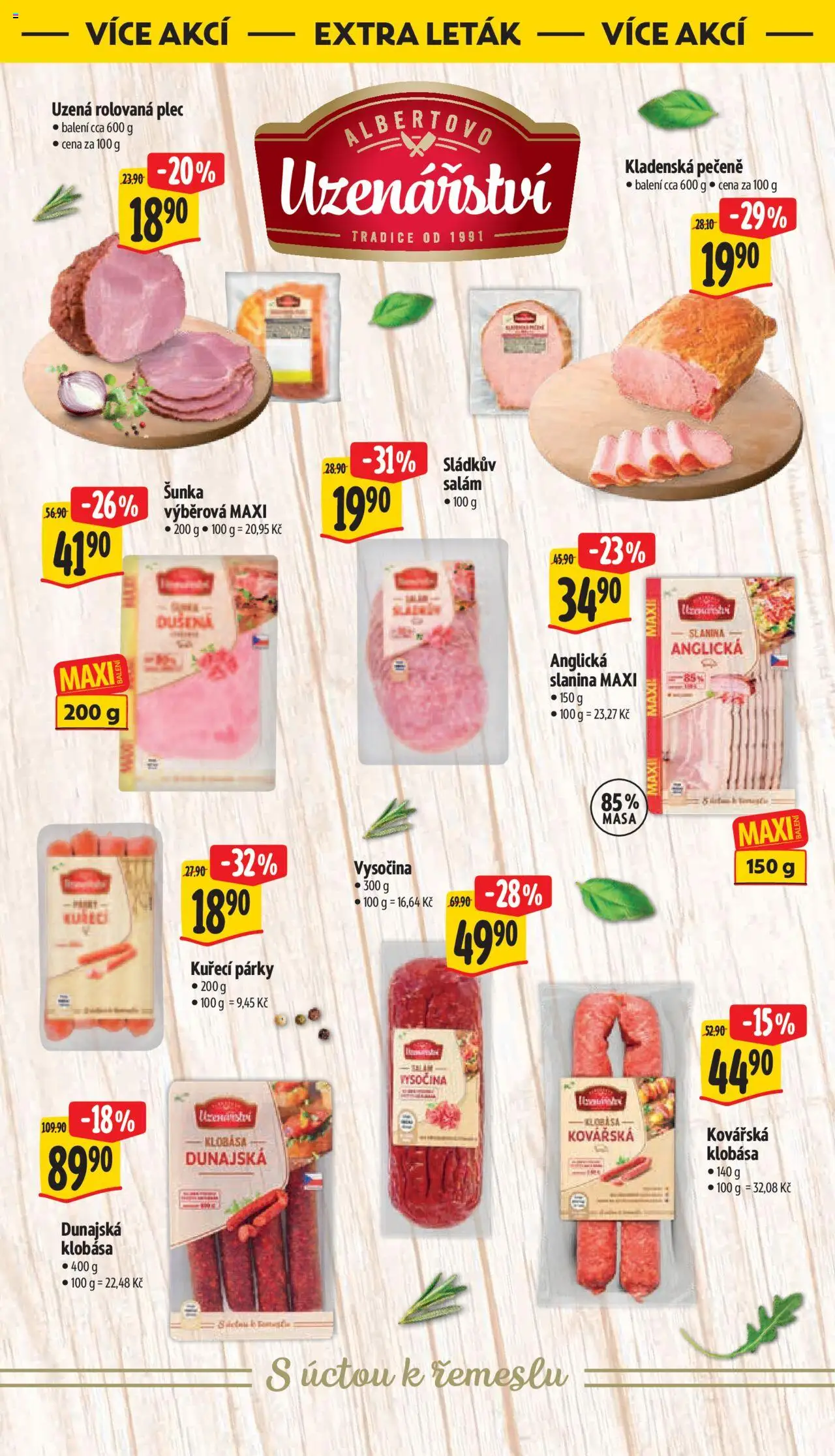 Albert leták - Supermarket od 22.10.2025 | Strana: 40 | Produkty: Šunka, Párky, Vysočina, Slanina