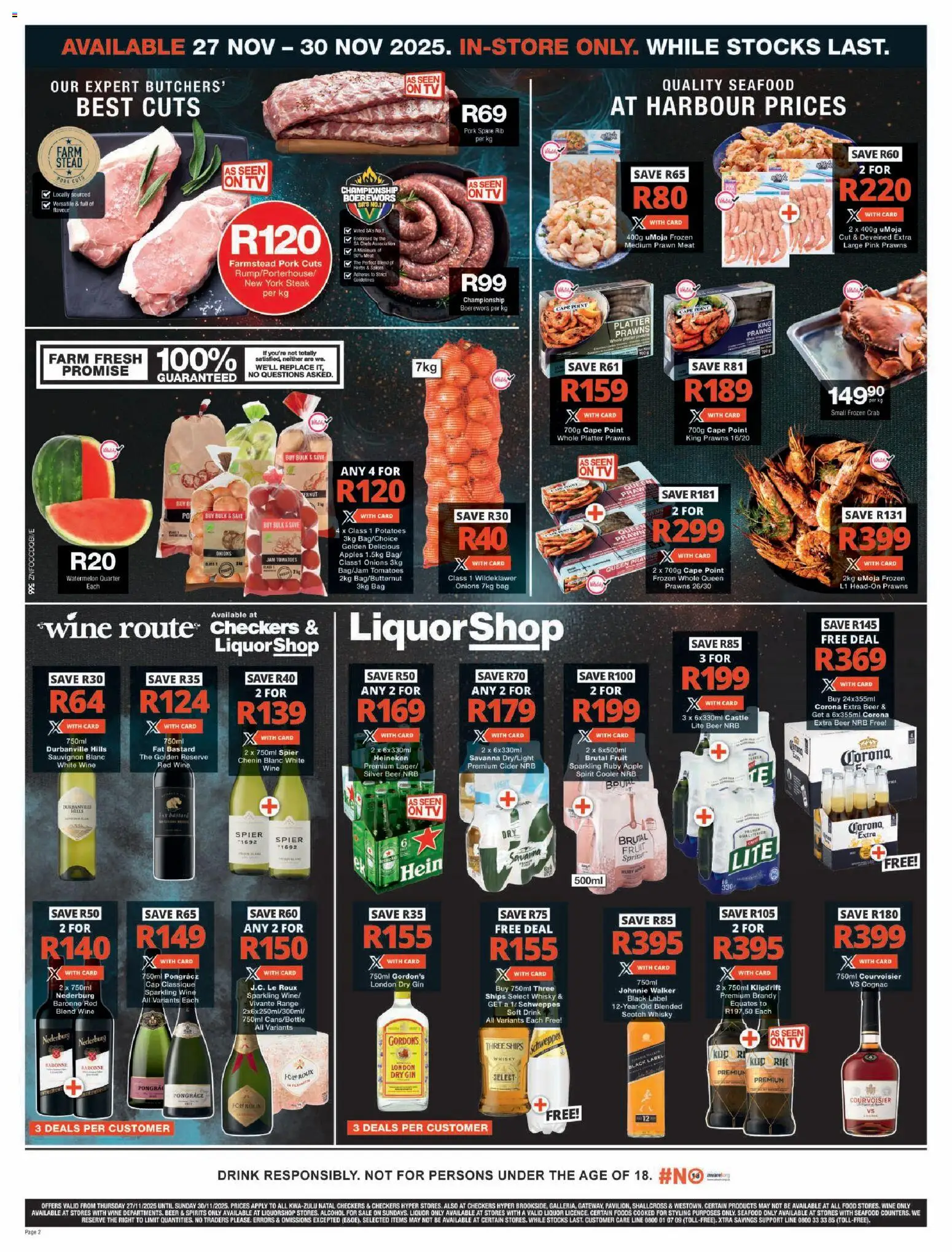 New Checkers catalogue – valid from 27.11.2025 | Page: 2 | Products: Platter, Wine, Onions, Ensalada de quino