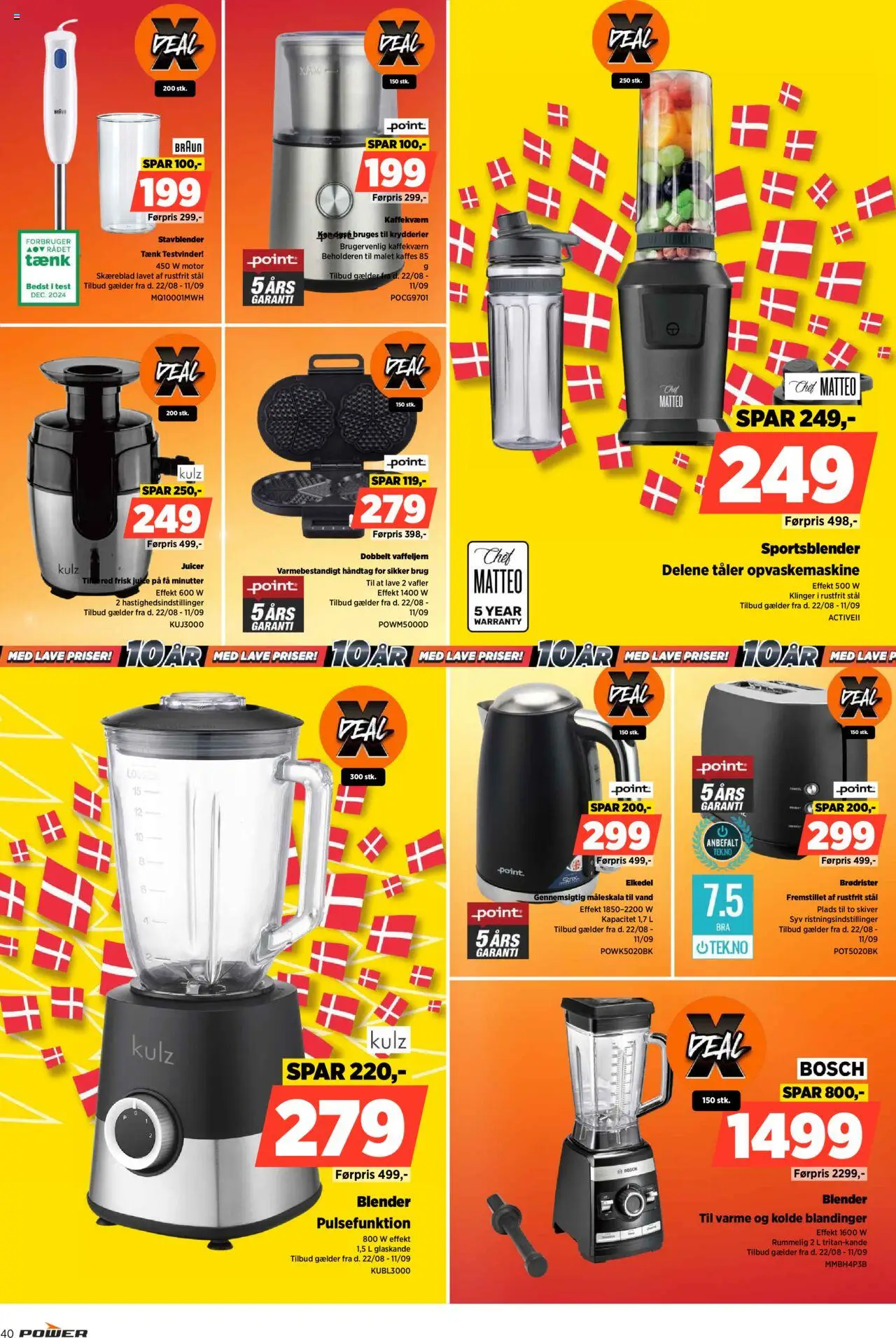 Power Tilbudsavis gyldig fra 22.08.2025 | Side: 40 | Produkter: Brødrister, Vafler, Opvaskemaskine, Juicer