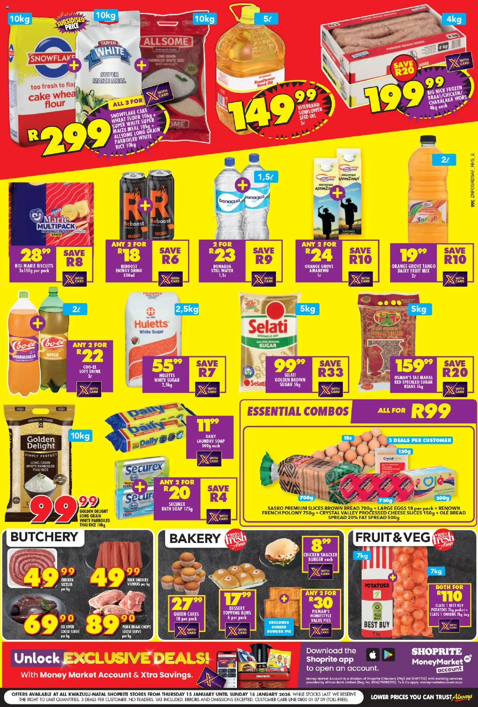 New Shoprite catalogue – valid from 15.01.2026 | Page: 2 | Products: Beans, Bread, Polony, Soap