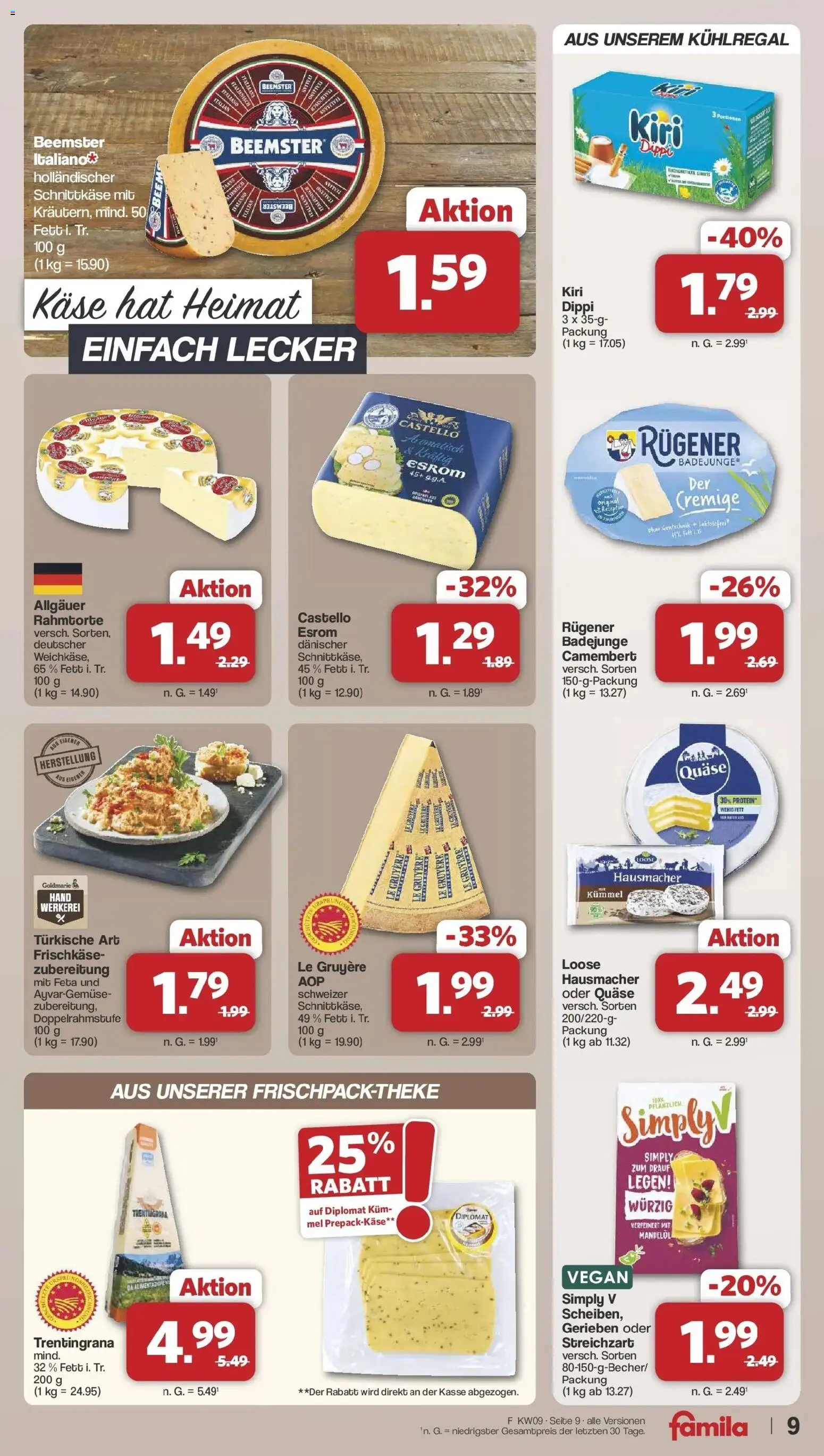 Famila Nordwest Wochenangebote – gültig ab 23.02.2026 | Seite: 9 | Produkte: Feta, Käse, Frischkase