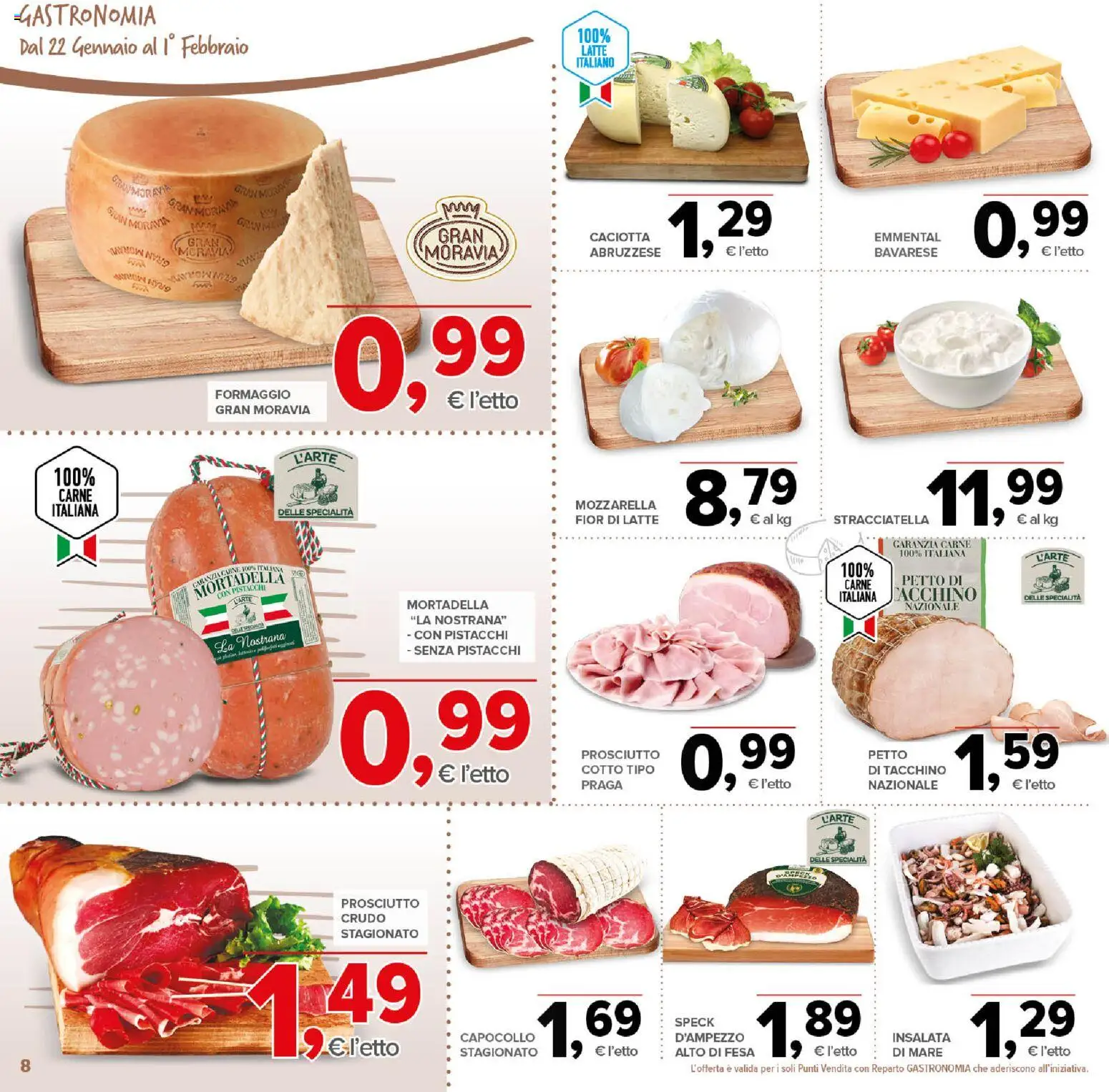 Volantino Todis del 22.01.2026 | Pagina: 8 | Prodotti: Mozzarella, Latte, Pistacchi, Stracciatella
