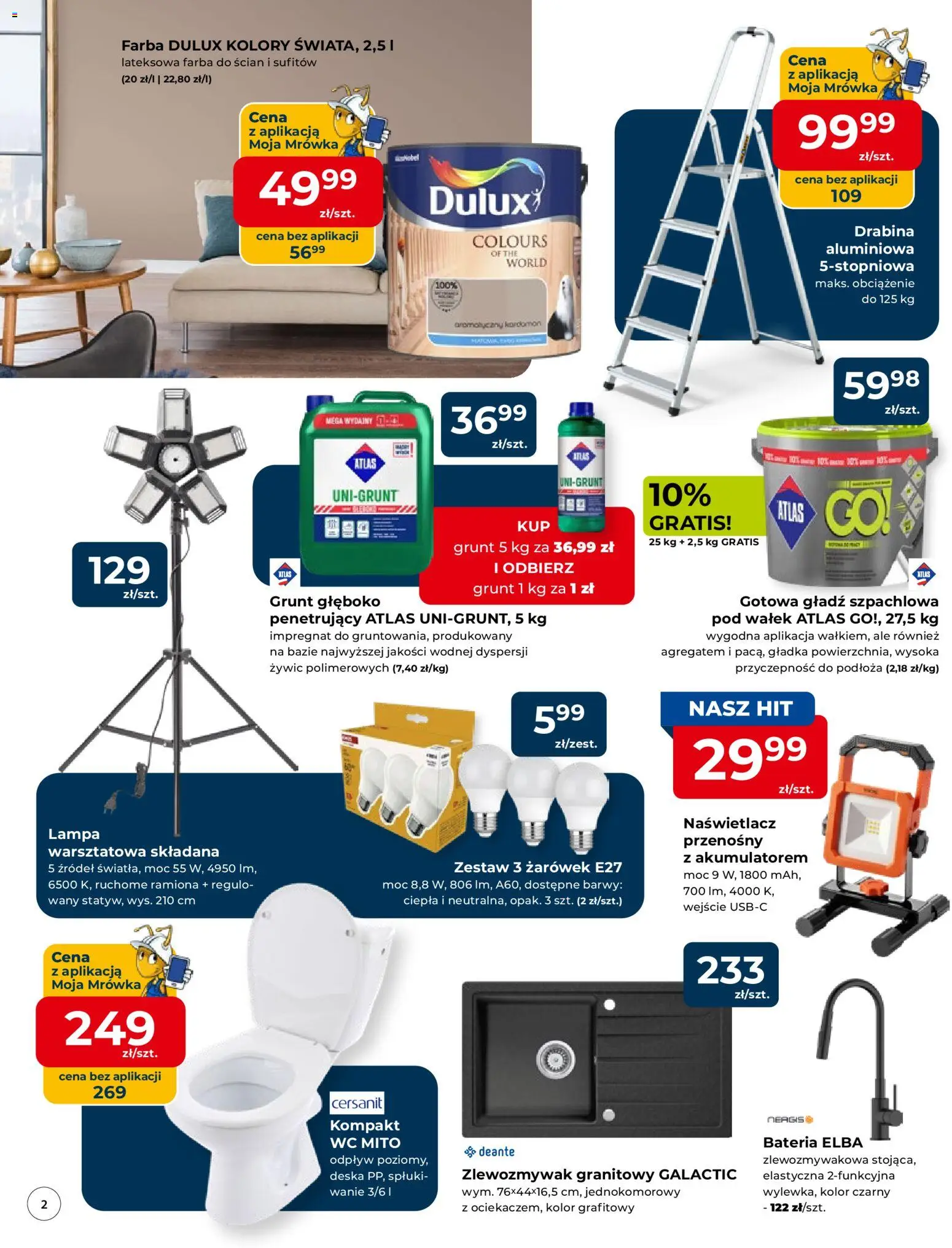 Mrówka Gazetka - Malbork od 12.01.2026 | Strona: 2 | Produkty: Drabina, Bateria, Lampa