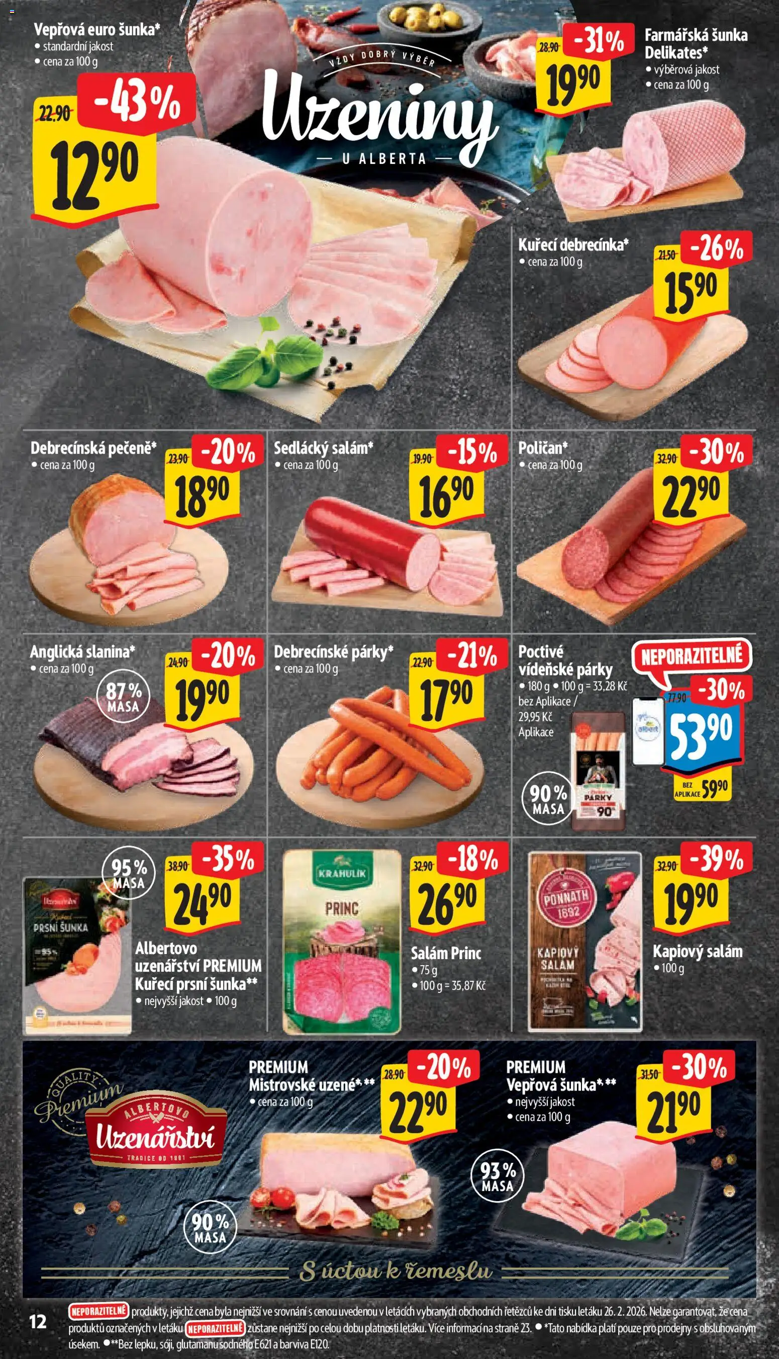 Albert leták - Supermarket od 04.03.2026 | Strana: 22 | Produkty: Salám, Šunka, Párky, Uzeniny