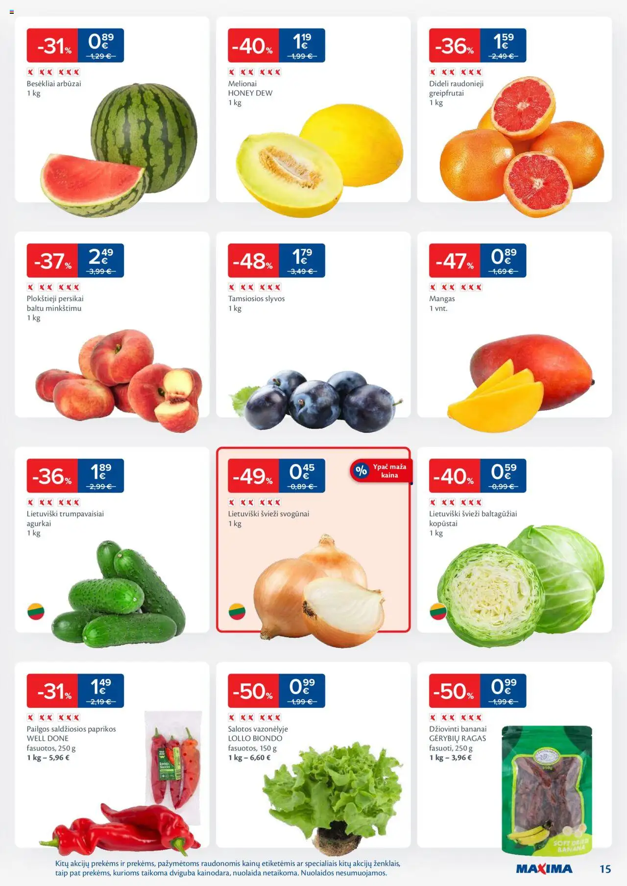 MAXIMA - Leidinys│galioja nuo 02.09.2025 | Puslapis: 15 | Prekių: Agurkai, Salotos, Svogūnai, Bananai