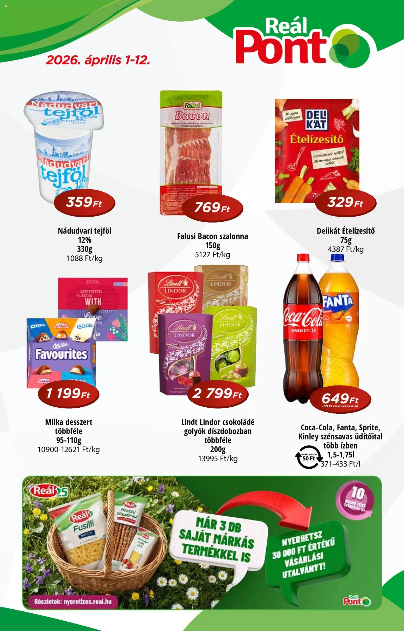 Reál akciós ujság - amely érvényes a következő dátumtól: 01.04.2026 | Oldal: 1 | Termékek: Bacon, Csokoládé, Szalonna, Ételízesítő