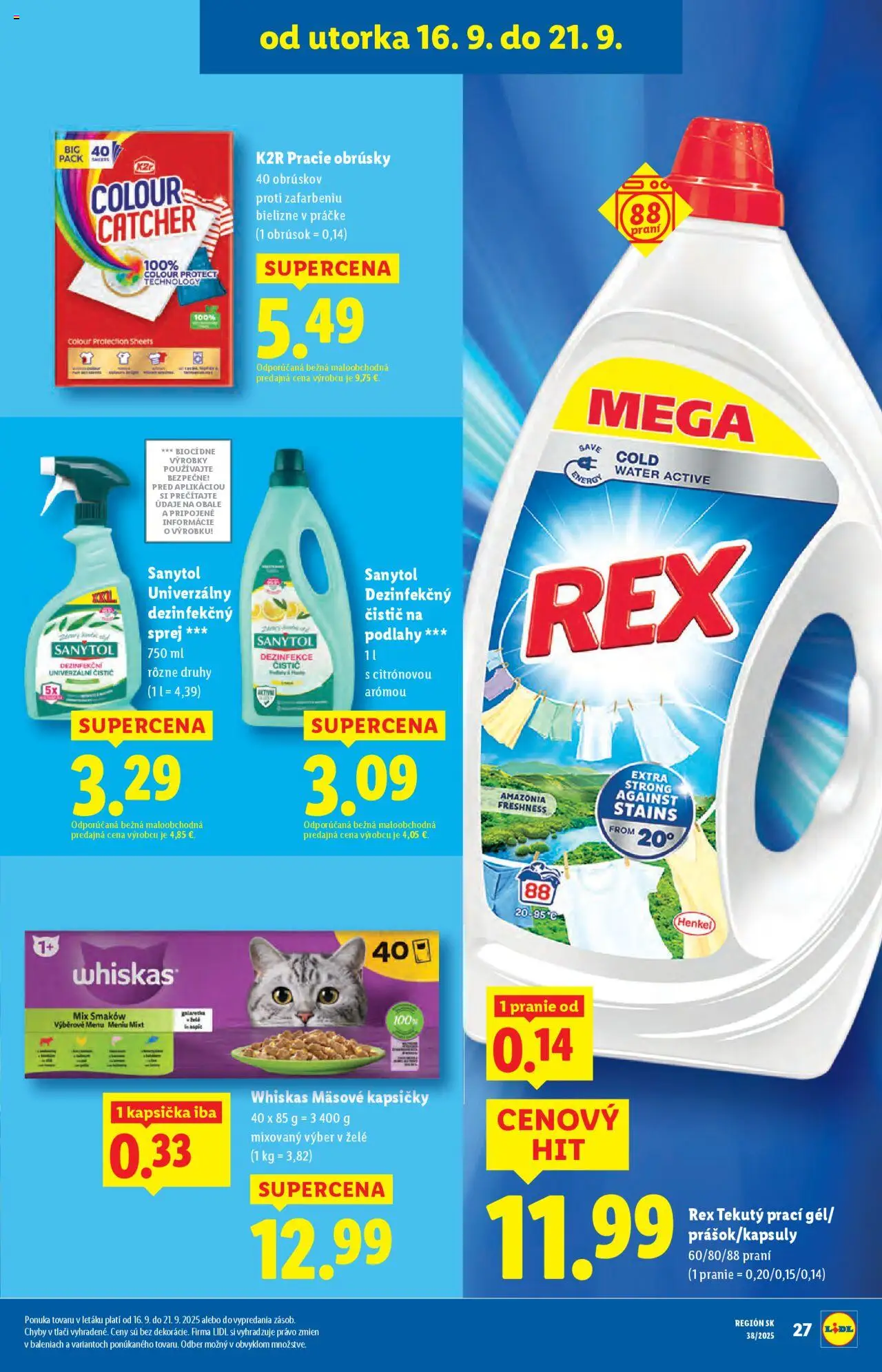 Nové Lidl akcie – leták je platný od 16.09.2025 | Strana: 27 | Produkty: Sanytol, Whiskas