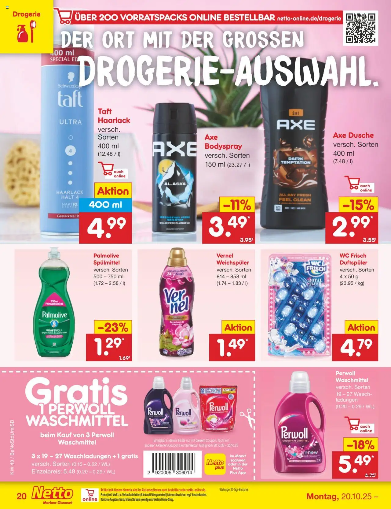Netto Marken-Discount Prospekt 	 – gültig ab 20.10.2025 | Seite: 28 | Produkte: Perwoll, Weichspüler, Waschmittel, Vernel