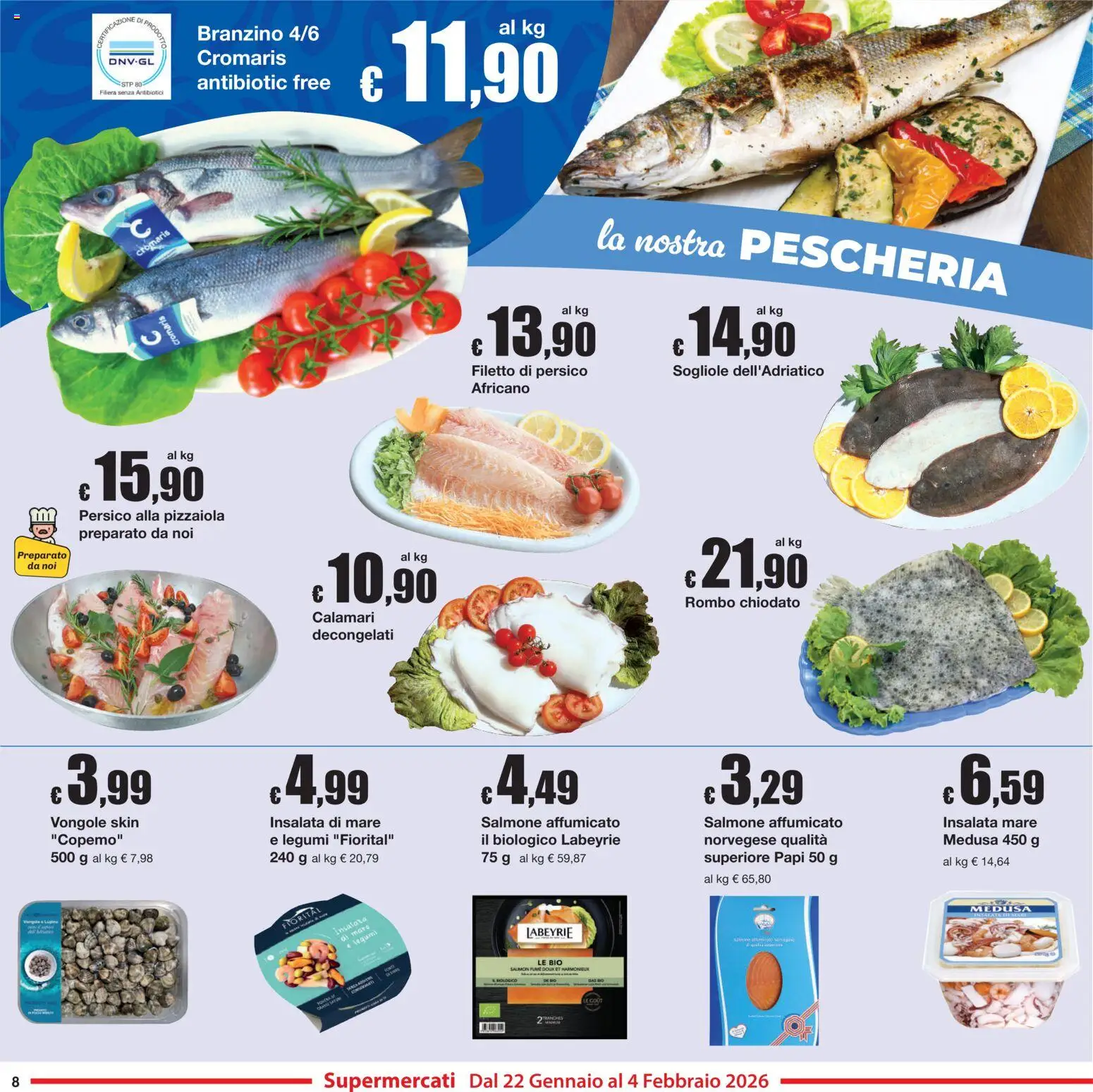 Volantino Sì con Te del 22.01.2026 | Pagina: 8 | Prodotti: Legumi, Vongole, Insalata, Branzino