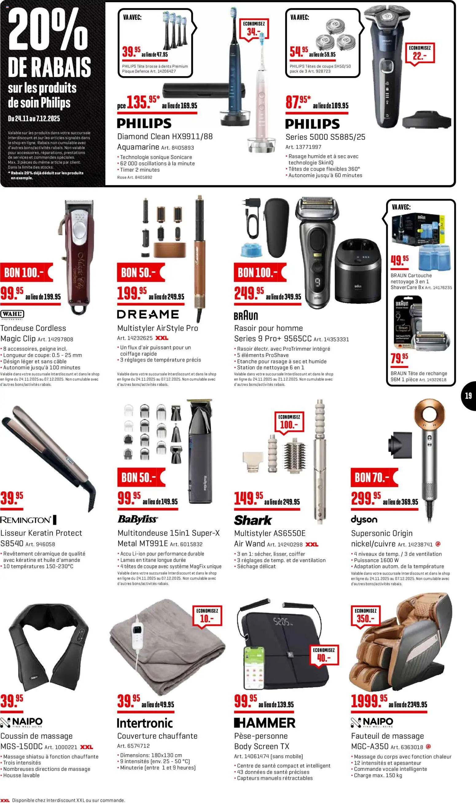 Interdiscount Black Friday FR – gültig ab 24.11.2025 | Seite: 19 | Produkte: Philips, Dyson