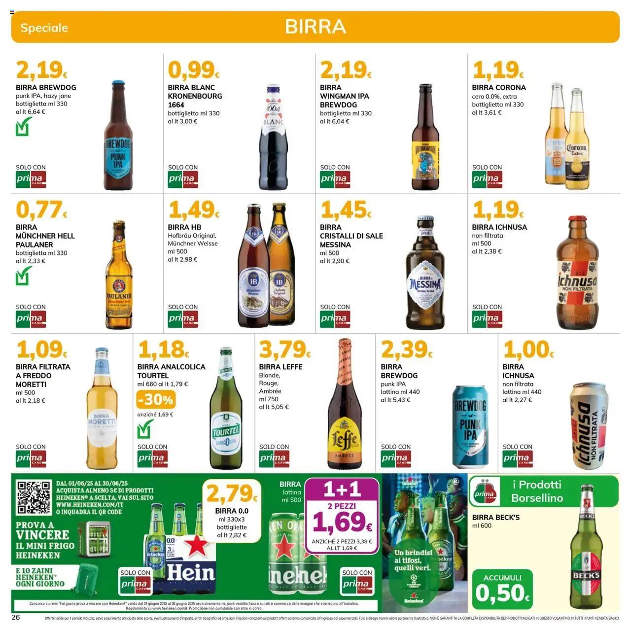 Volantino Basko del 03.06.2025 | Pagina: 26 | Prodotti: Birra, Sale, Heineken