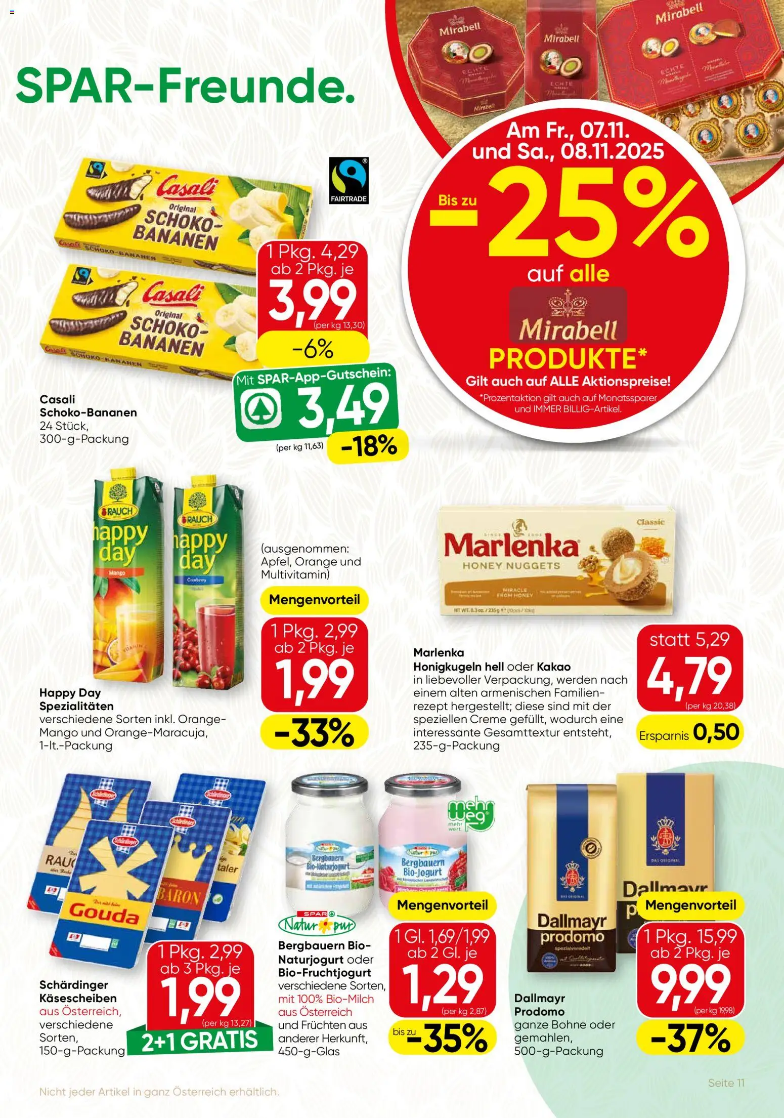 SPAR Gourmet Flugblatt gültig ab 06.11.2025 | Seite: 11 | Produkte: Mango, Creme, Bananen, Papier blanc