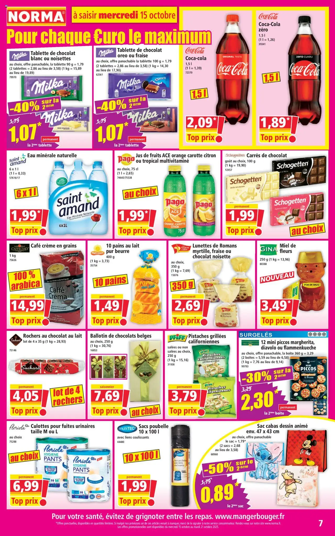 {H1} | Page: 7 | Produits: Pistaches, Lait, Jus, Sacs poubelle