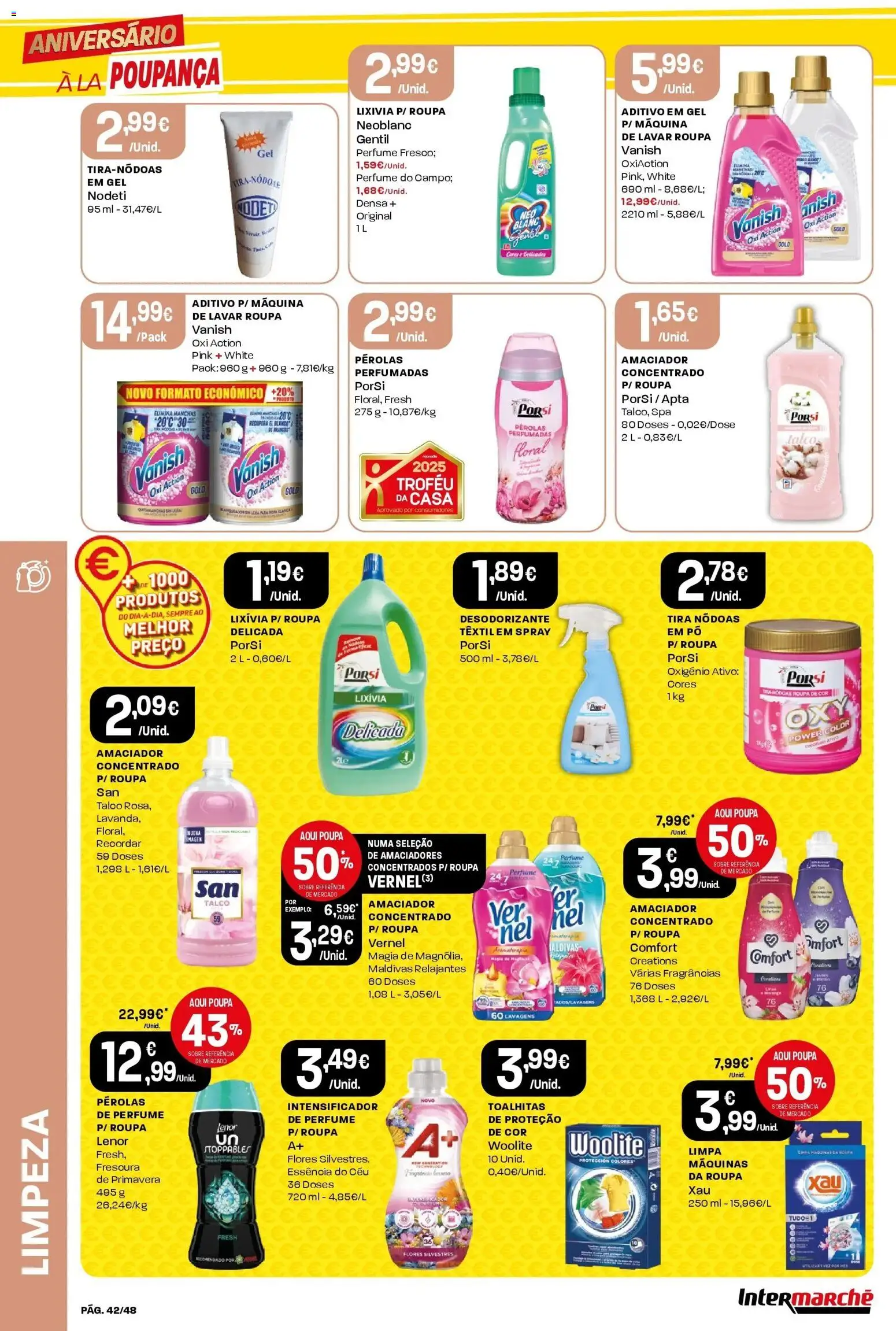 Intermarché - Aniversário à la poupança! » de 30/10/2025 - 05/11/2025 | Página: 42 | Produtos: Máquina de lavar, Flores, Perfume, Desodorizante