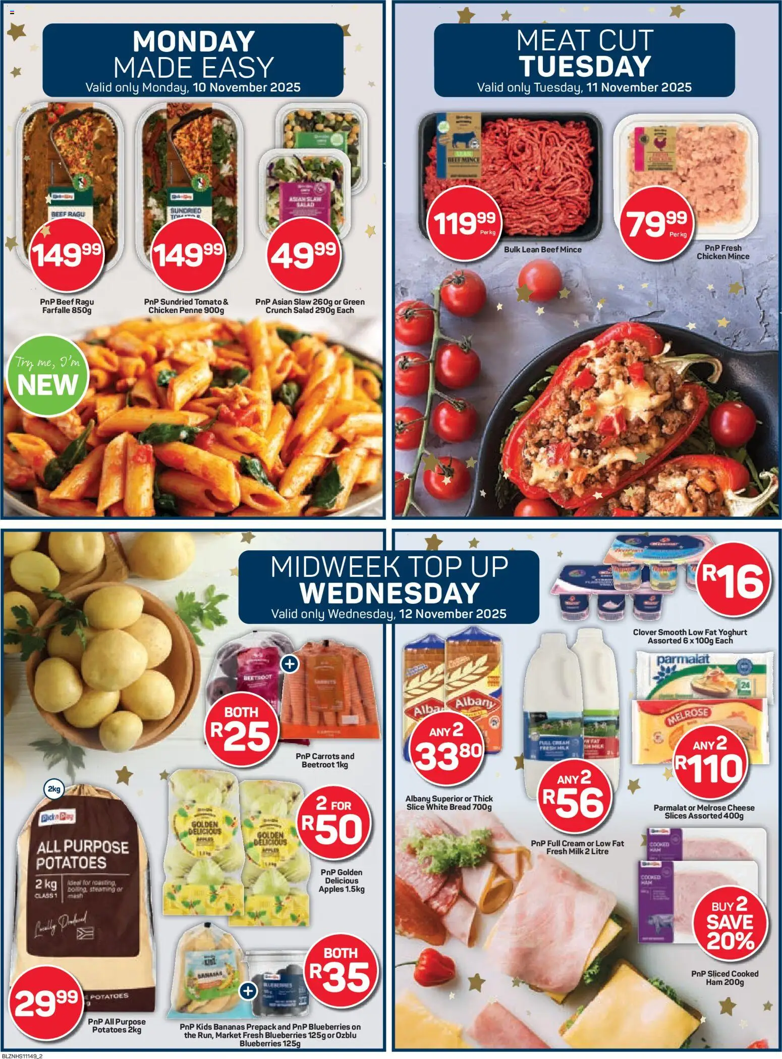 New Pick n Pay catalogue – valid from 10.11.2025 | Page: 2 | Products: Bread, Carrots, Cream, Salad