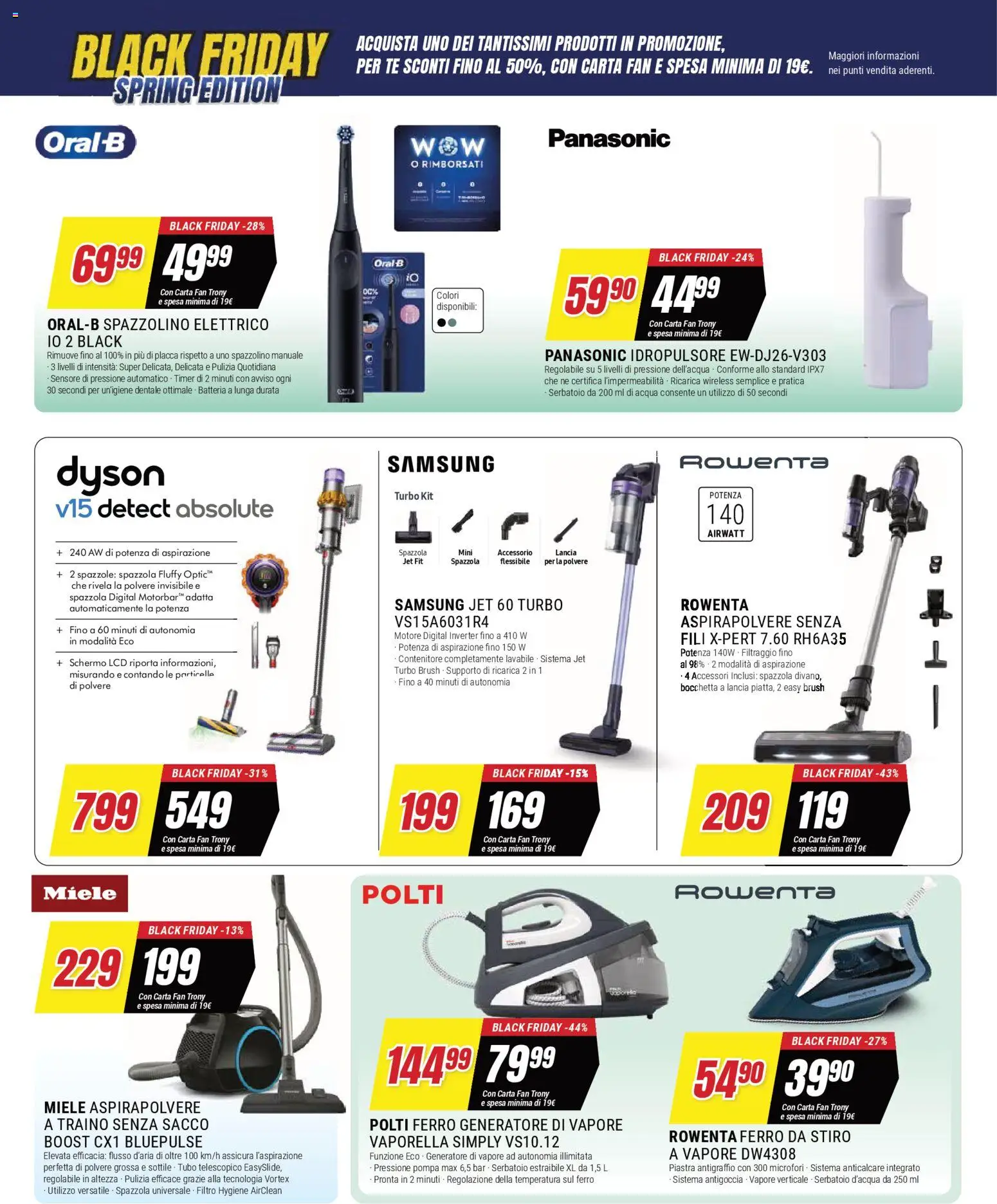 Volantino Trony del 19.03.2026 | Pagina: 24 | Prodotti: Contenitore, Ferro da stiro, Spazzolino elettrico, Dyson