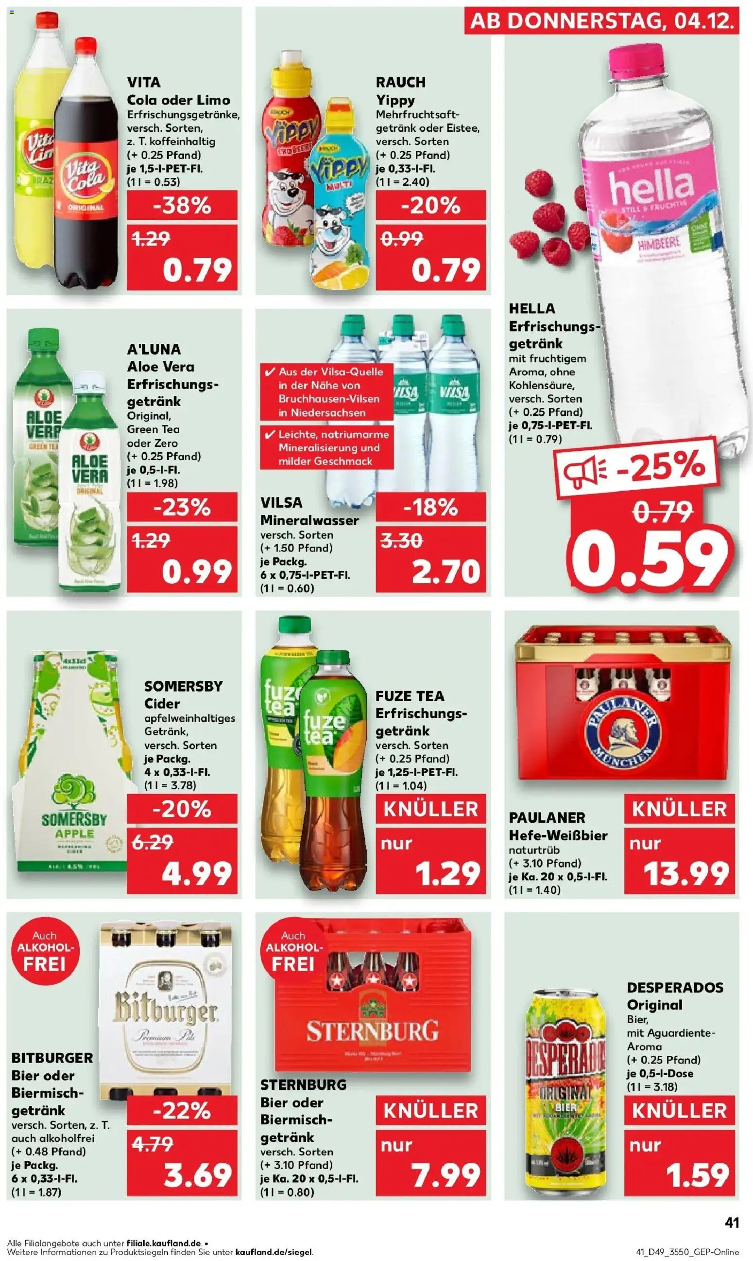 Kaufland prospekt Marienberg	 – gültig ab 04.12.2025 | Seite: 41 | Produkte: Cola, Mineralwasser, Hella, Vita cola