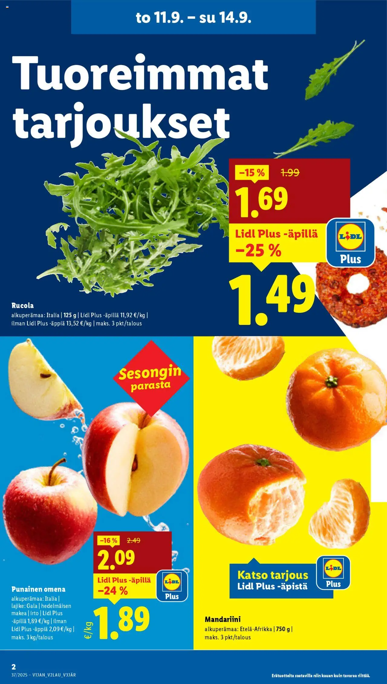 Lidl tarjoukset - Rovaniemi – voimassa 11.09.2025 alkaen | Sivu: 4 | Tuotteet: Rucola