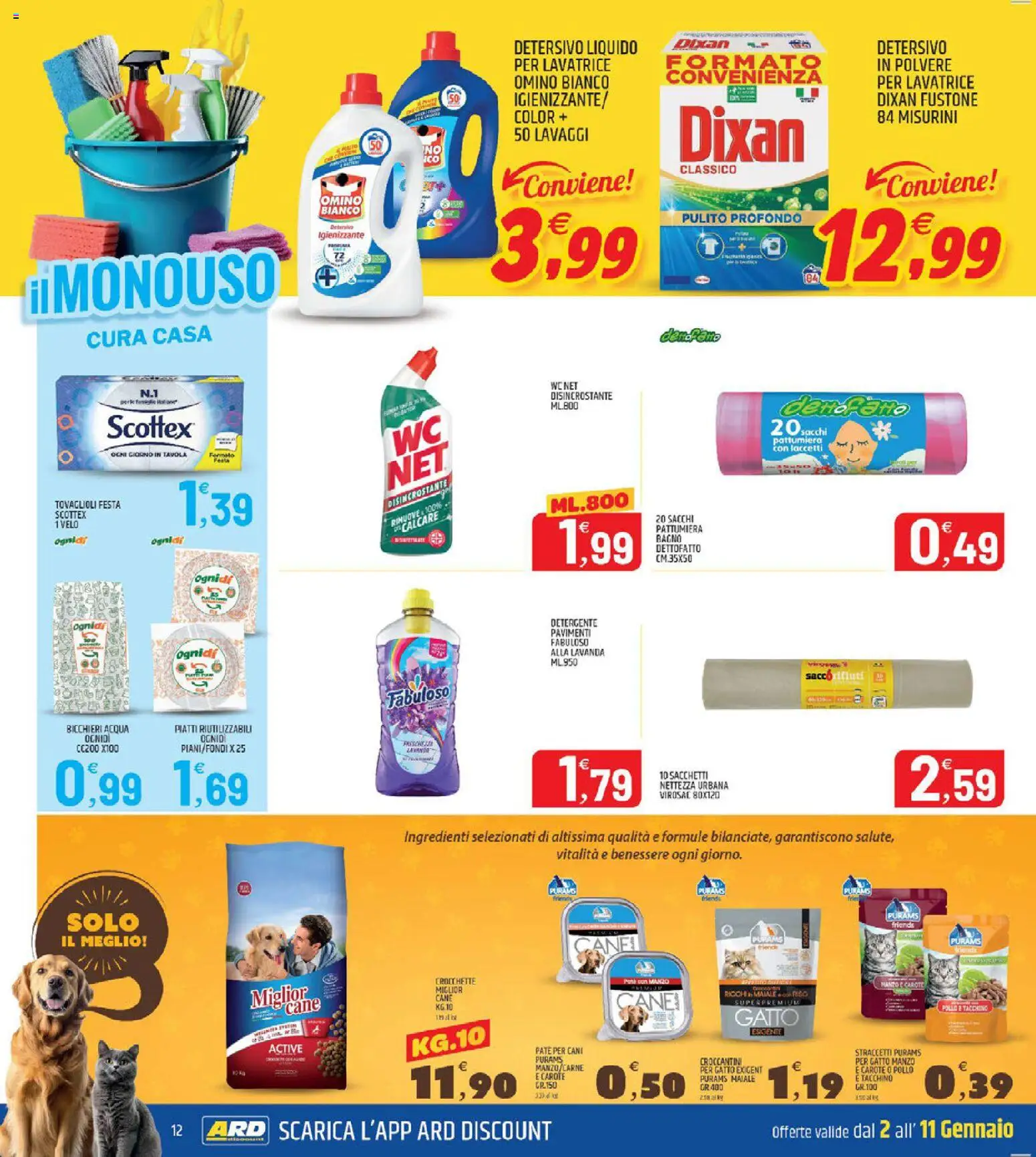 Volantino ARD Discount del 02.01.2026 | Pagina: 12 | Prodotti: Maiale, Crocchette, Pattumiera, Lavanda