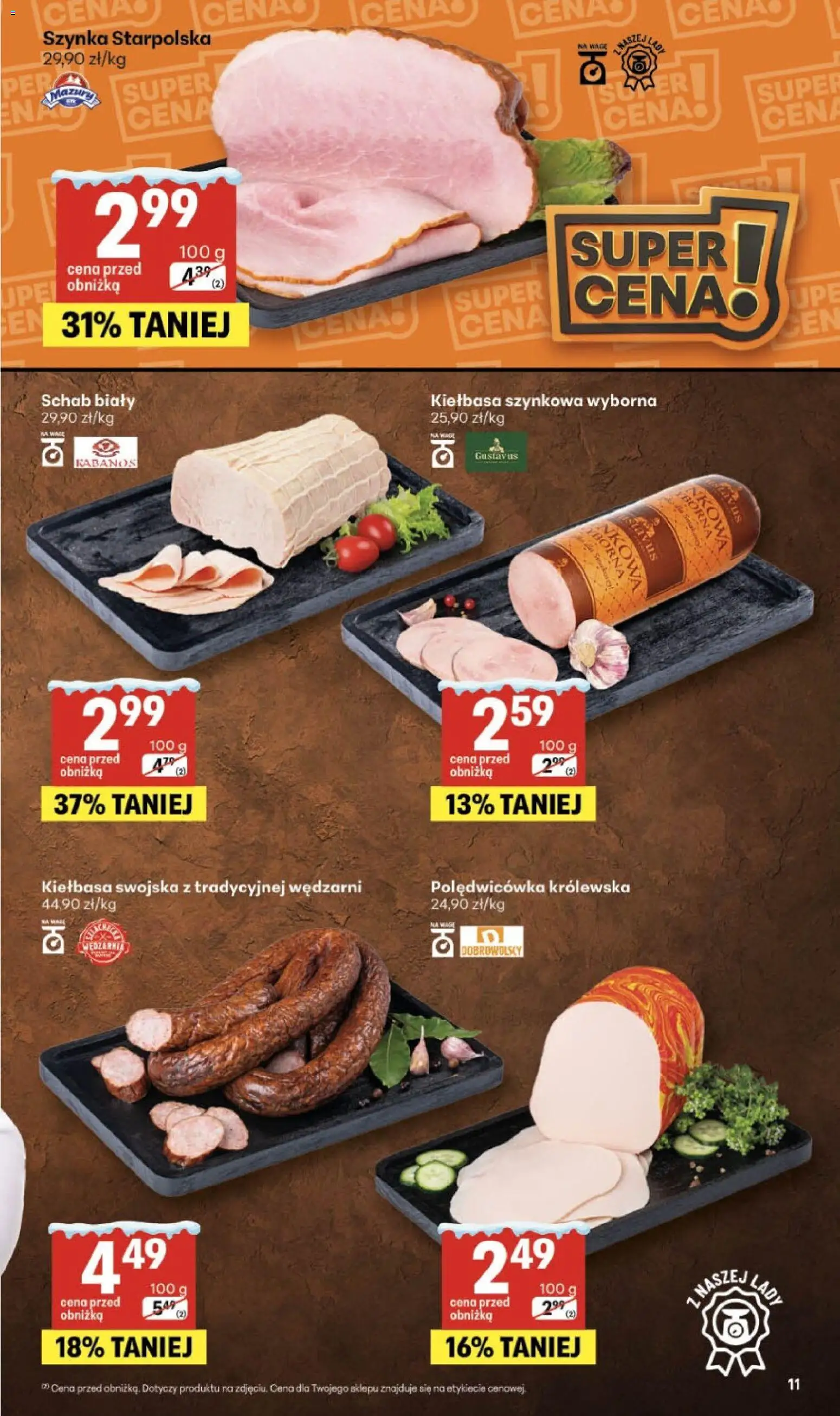 Delikatesy Centrum Gazetka od 22.01.2026 | Strona: 11 | Produkty: Kiełbasa, Schab, Szynka