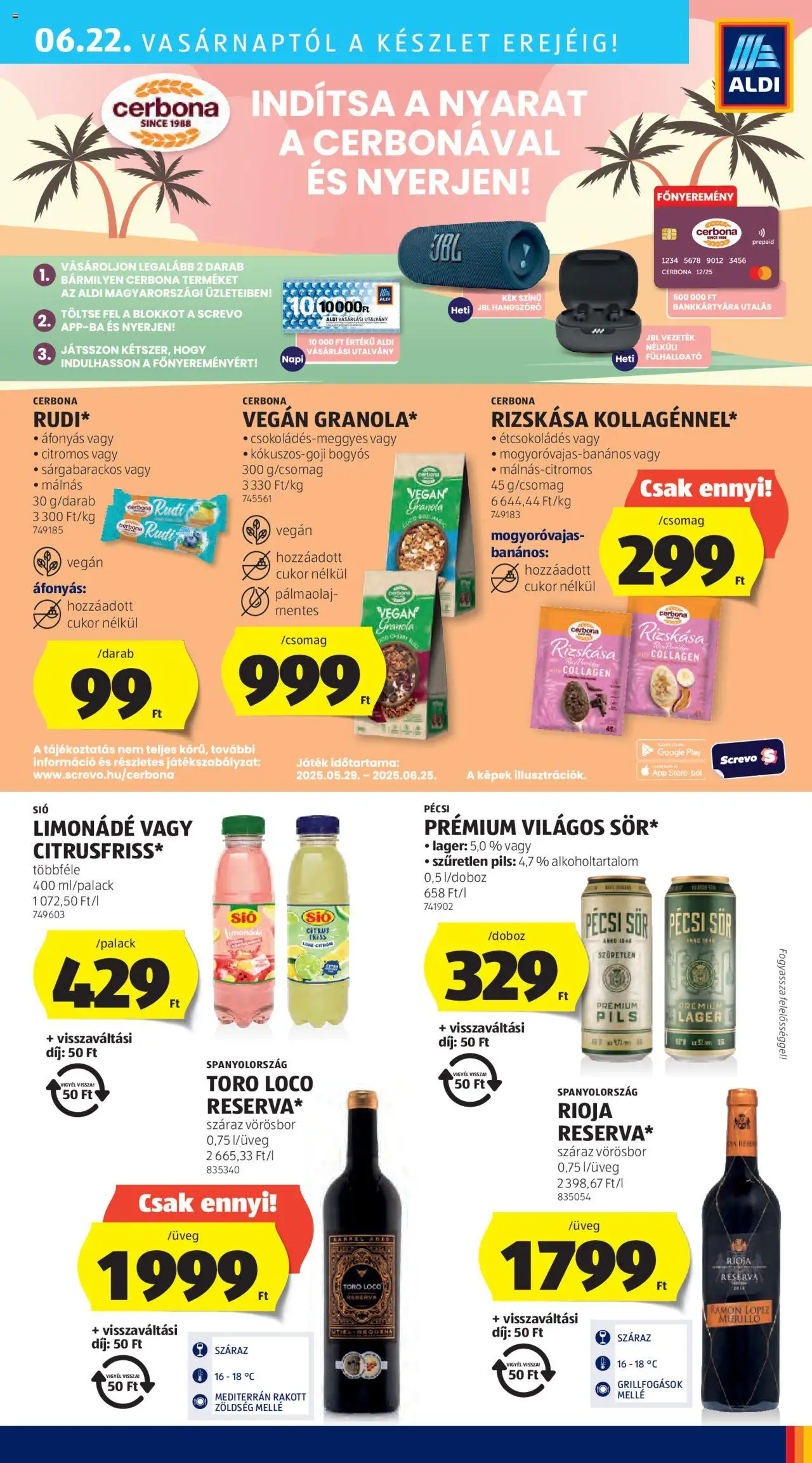 Aldi akciós ujság - amely érvényes a következő dátumtól: 19.06.2025 | Oldal: 35 | Termékek: Kiseli krastavci, Hangszóró, Vörösbor, Vegán
