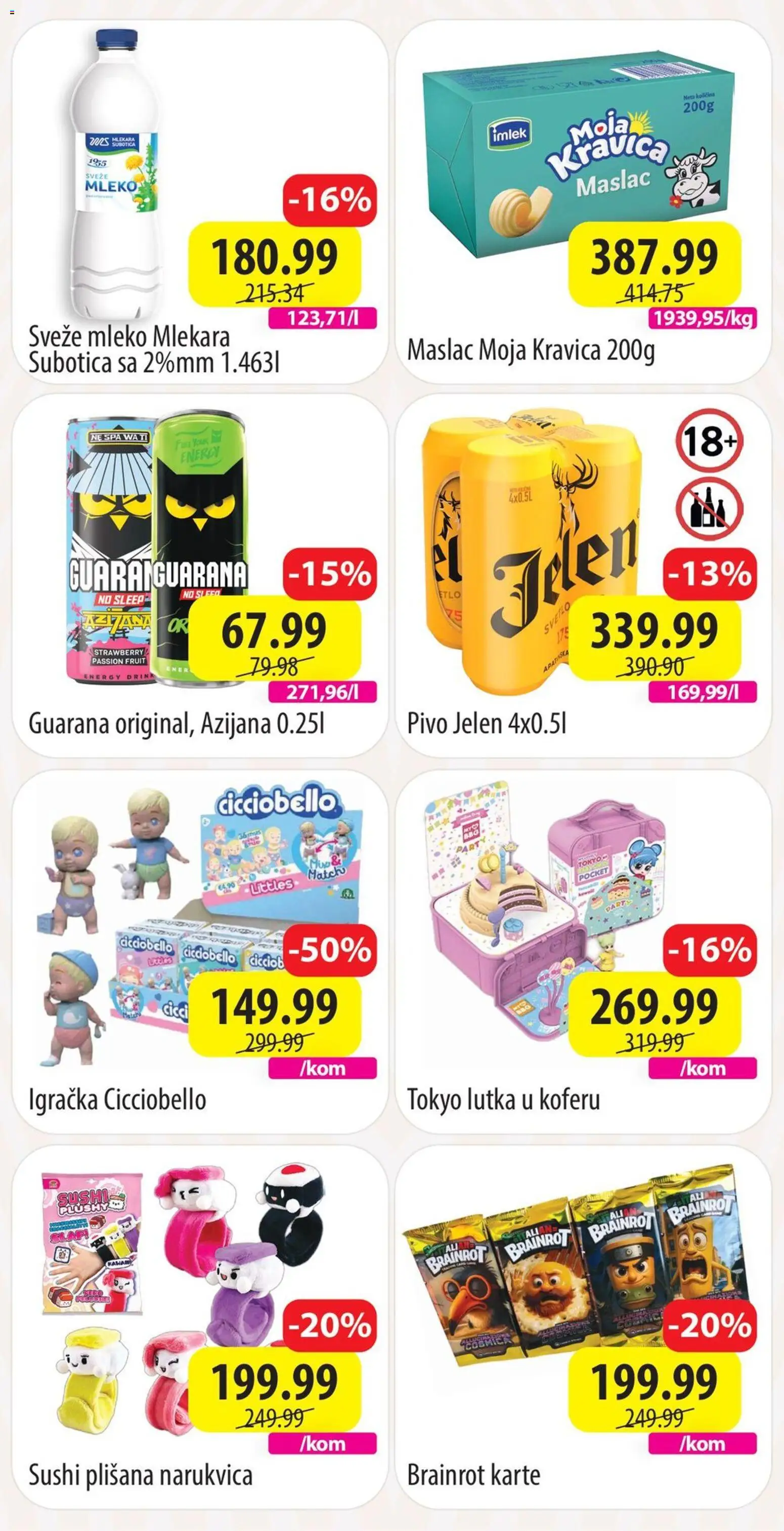 Senta Promet katalog - važi od 08.12.2025 | Strana: 2 | Proizvode: Maslac, Moja kravica, Guarana, Pivo
