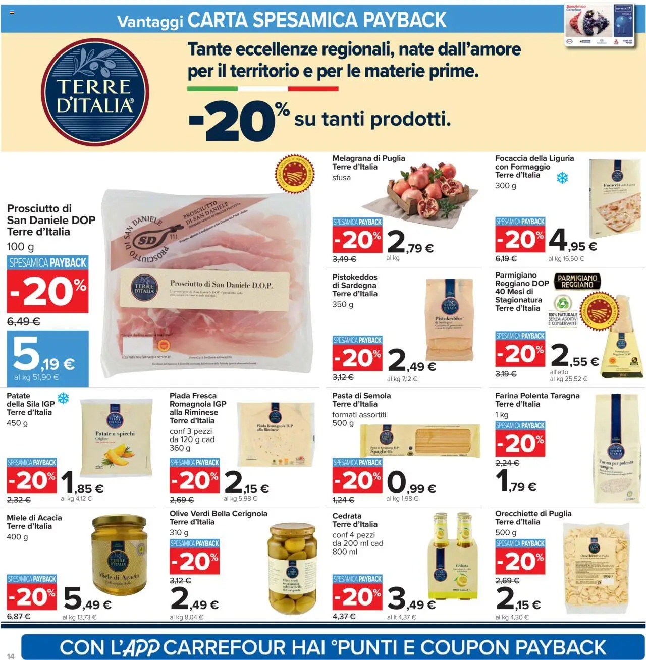 Volantino Carrefour del 10.10.2025 | Pagina: 14 | Prodotti: Focaccia, Farina, Orecchiette, Parmigiano