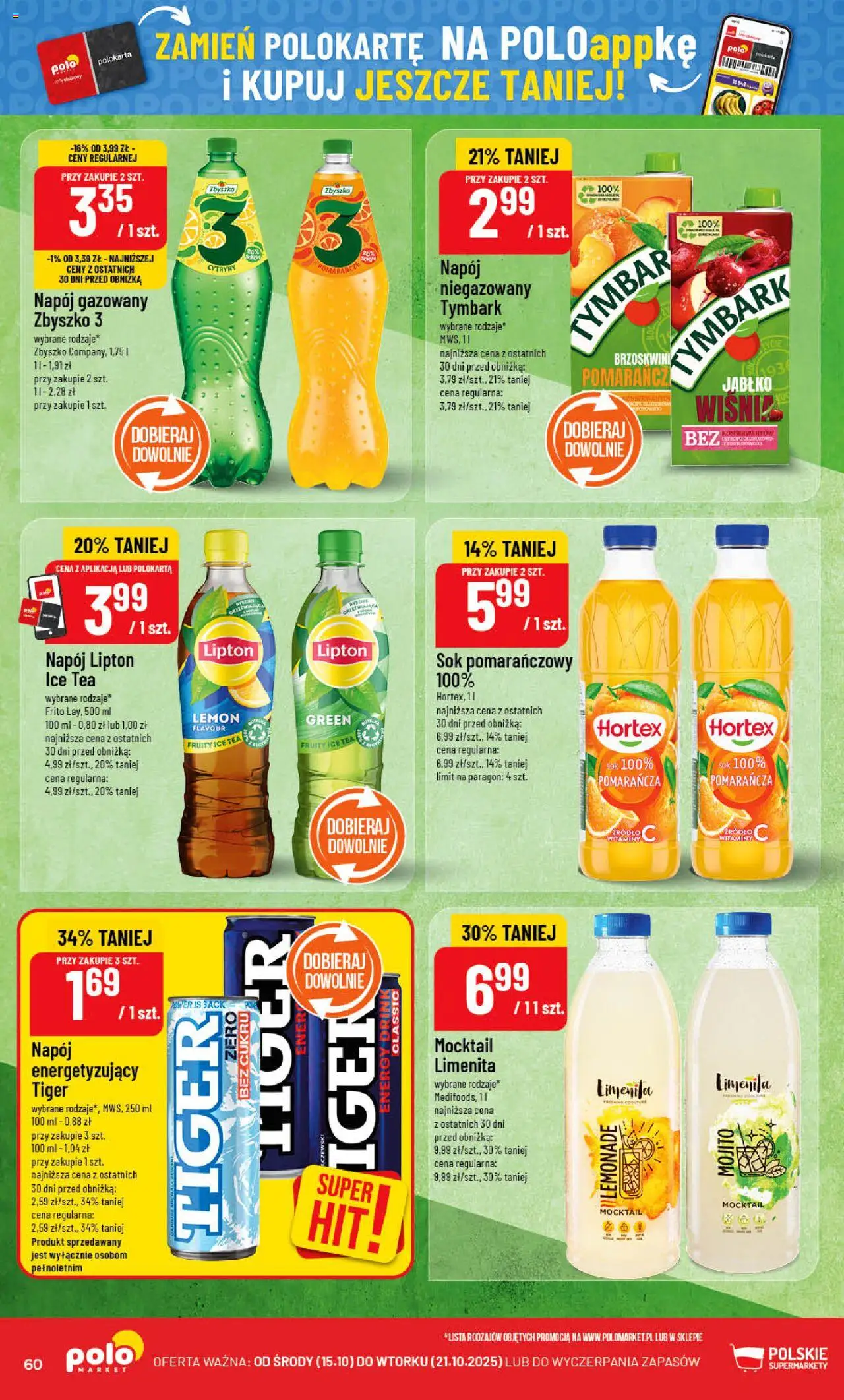 POLOmarket Gazetka od 15.10.2025 | Strona: 60 | Produkty: Sok pomarańczowy, Ice Tea, Sok, Pomarańcze