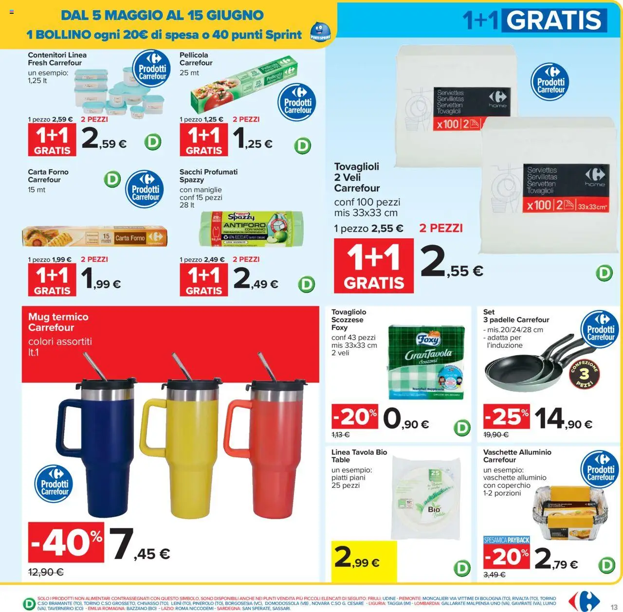 Volantino Carrefour del 05.05.2025 | Pagina: 13 | Prodotti: Pellicola, Alluminio, Carta forno, Vaschette